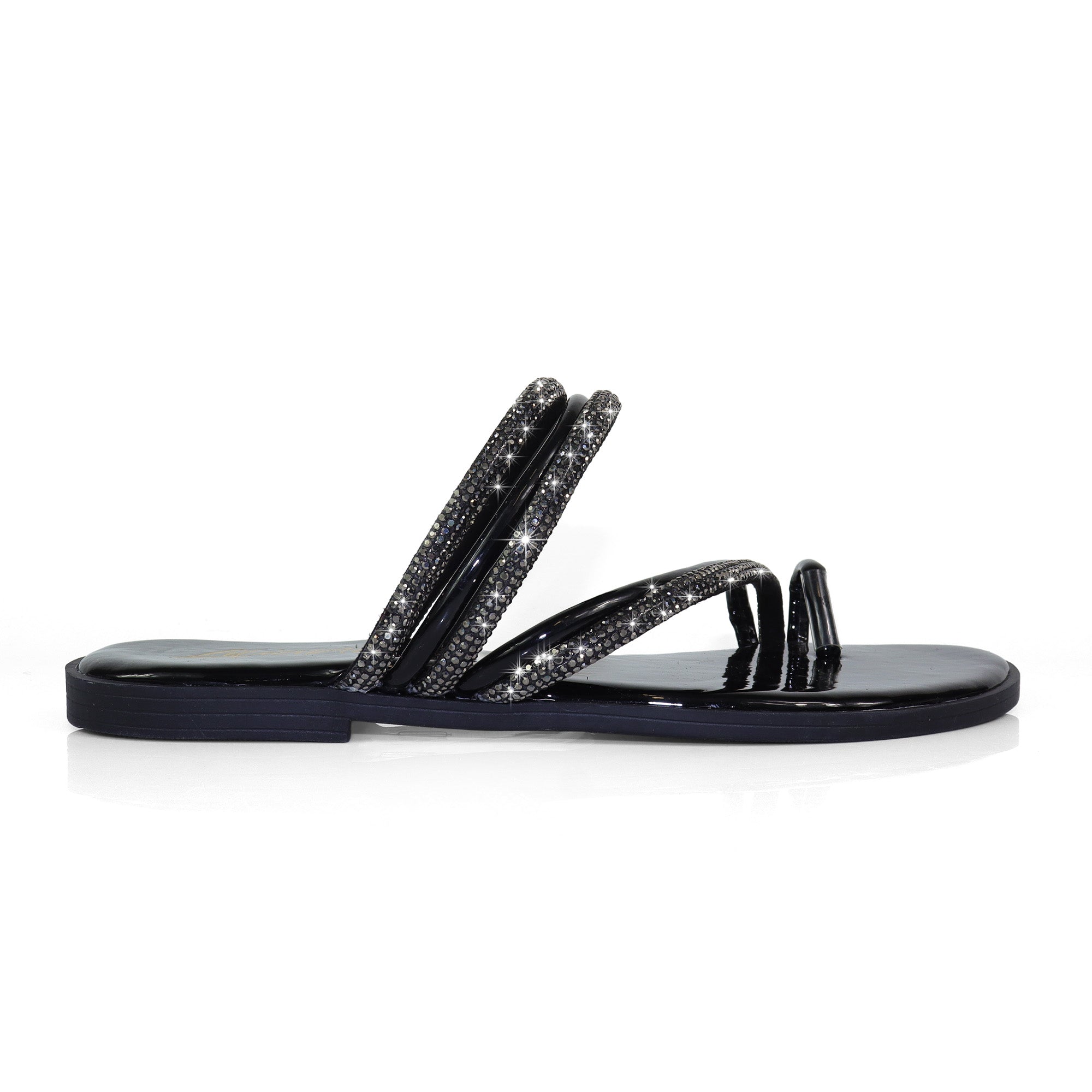 ADOREE-1 RHINESTONE SANDAL TOE RING BLACK