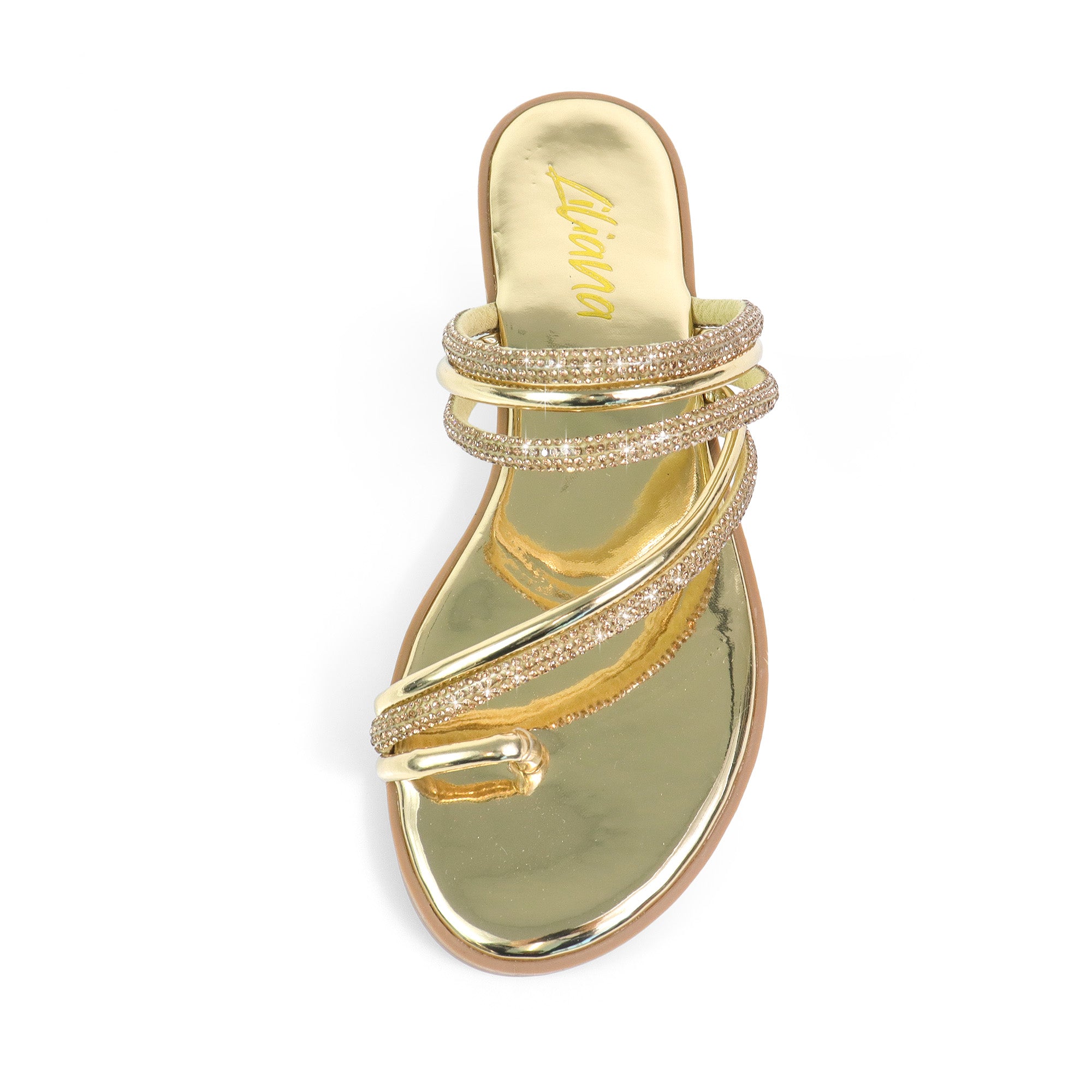 ADOREE-1 RHINESTONE SANDAL TOE RING GOLD