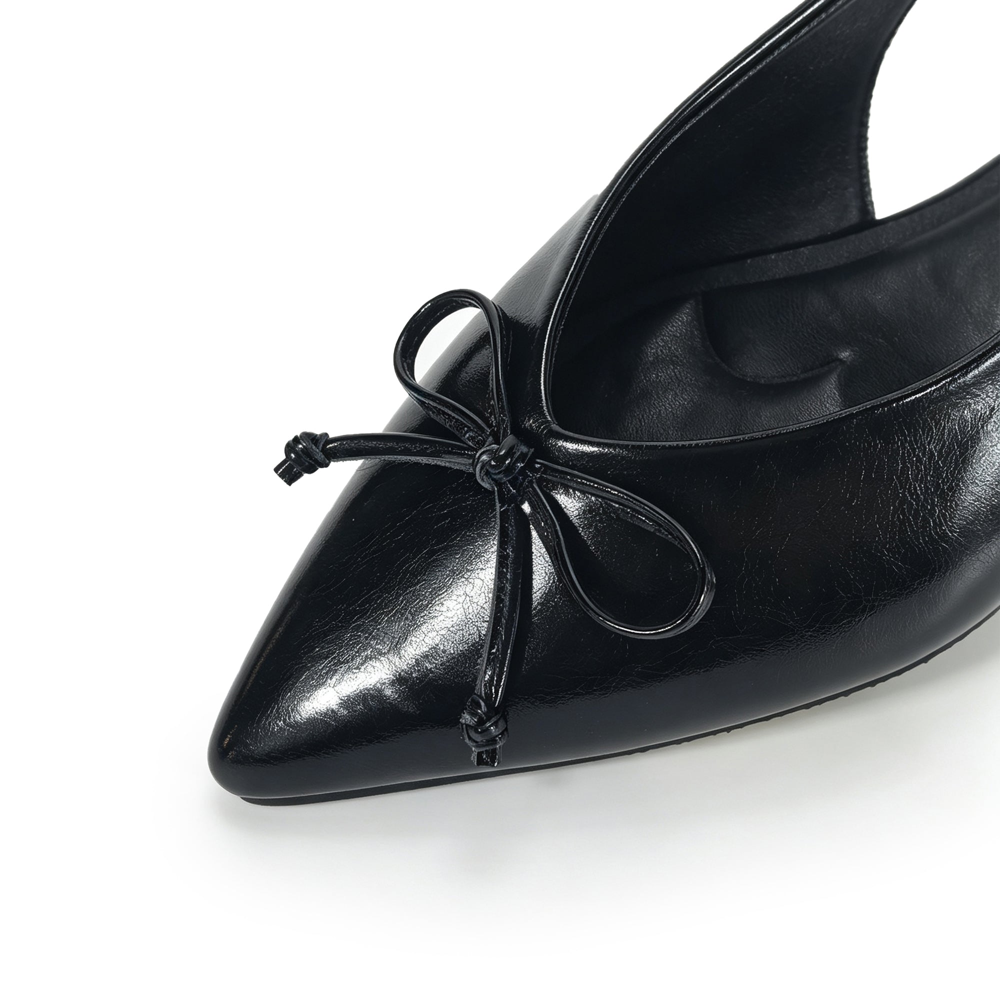 ADRIANA-2 KNOT BOW SLINGBACK W/ FLAT BLACK