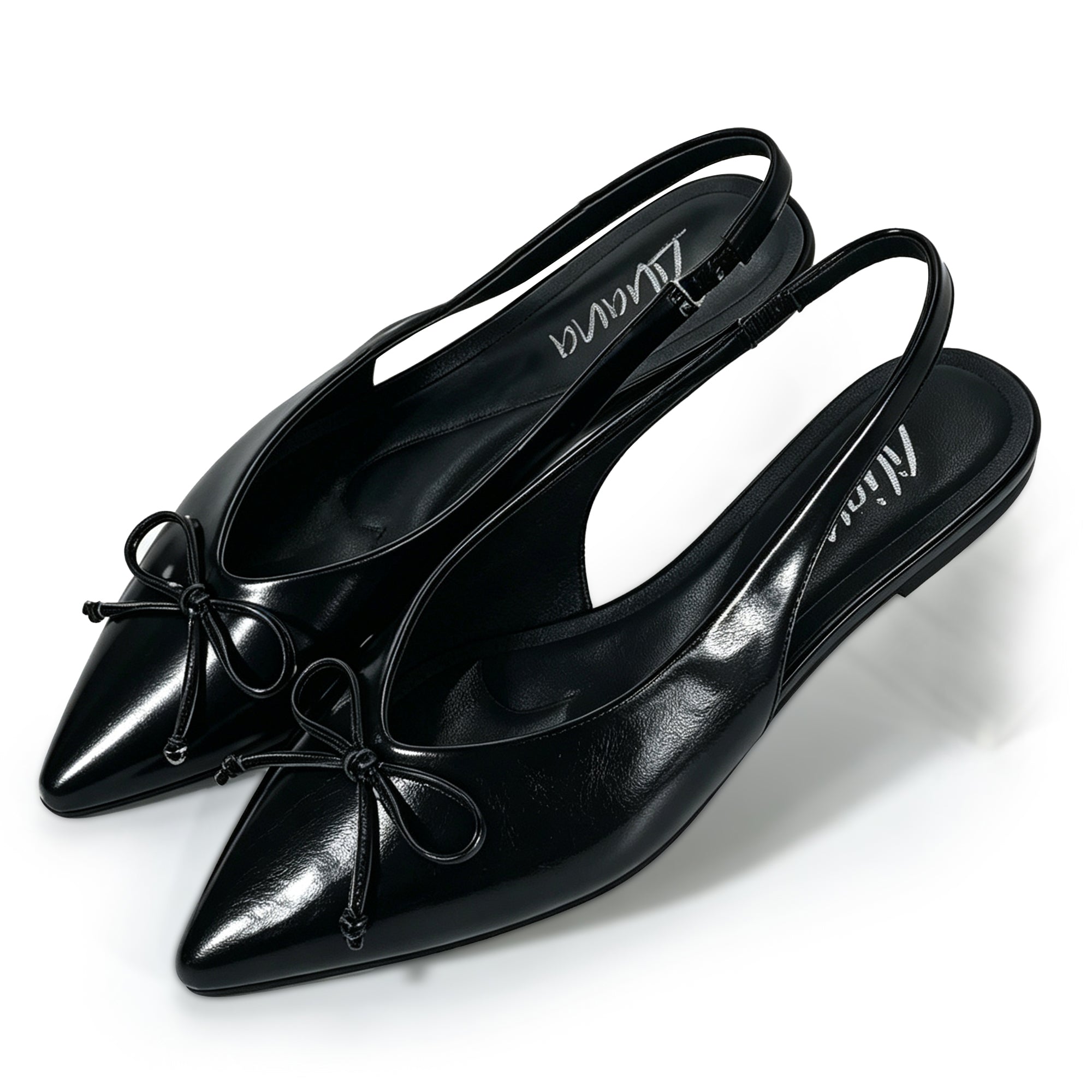ADRIANA-2 KNOT BOW SLINGBACK W/ FLAT BLACK