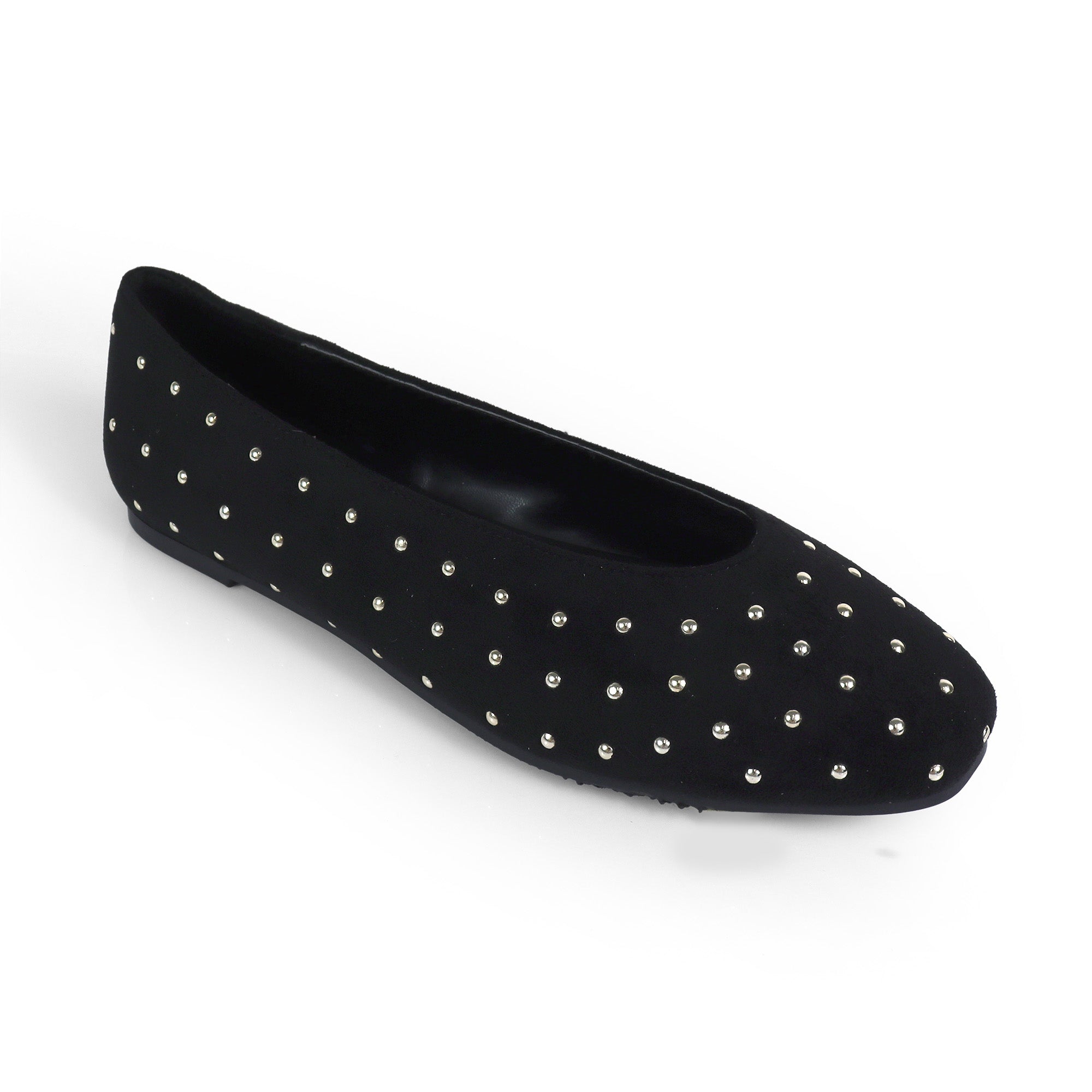 BALERIE-3 STUD BALLET FLAT BLACK