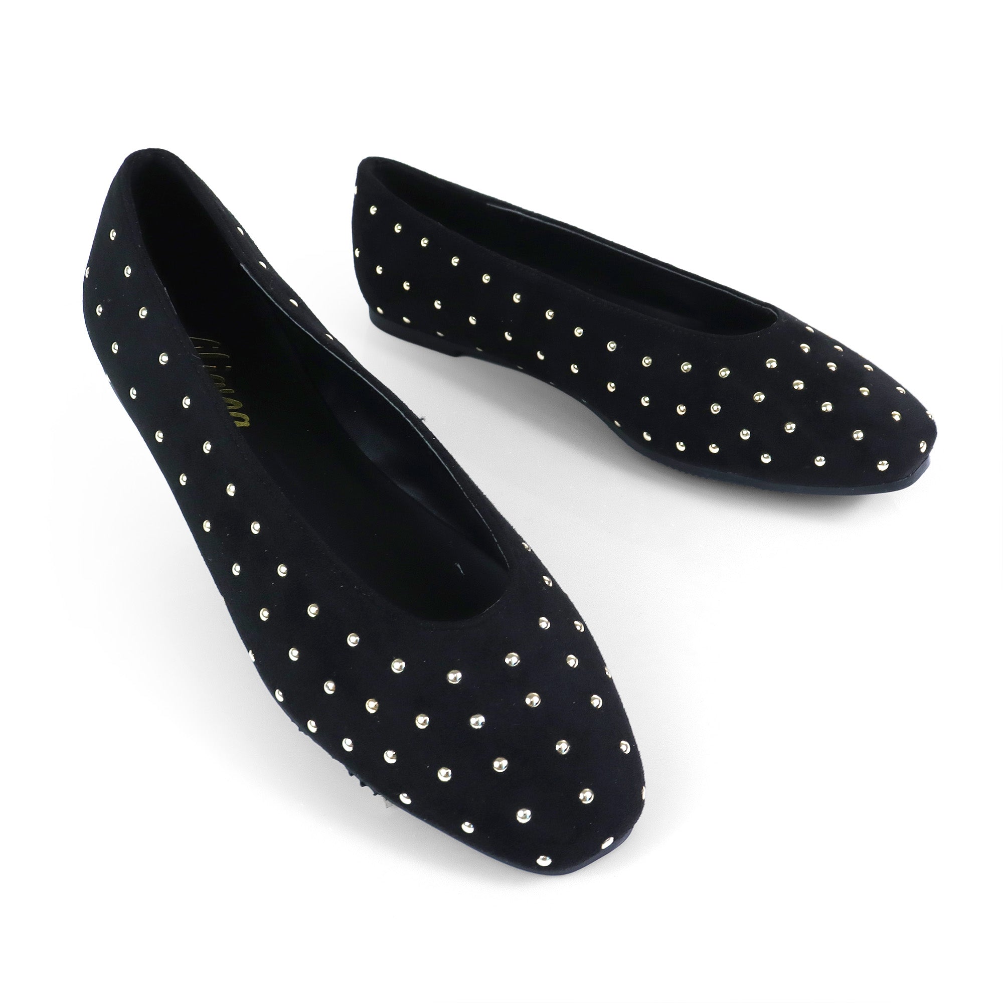 BALERIE-3 STUD BALLET FLAT BLACK