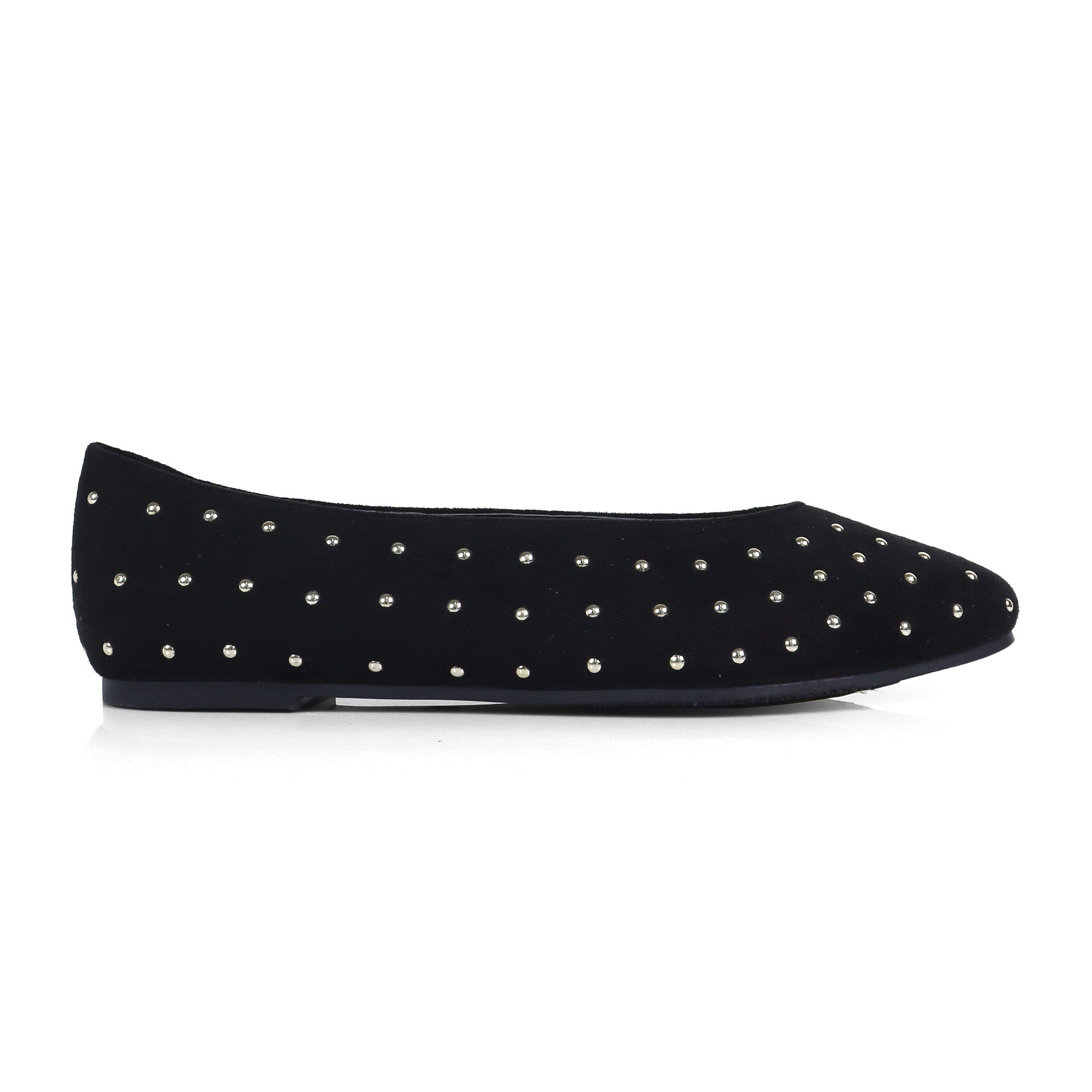 BALERIE-3 STUD BALLET FLAT BLACK