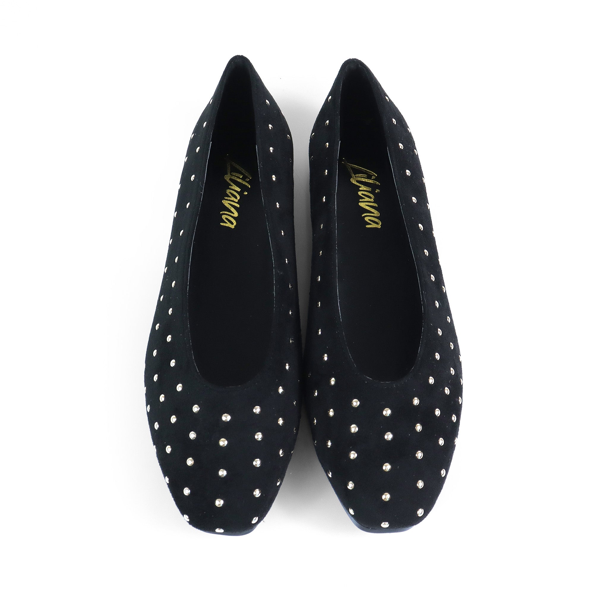 BALERIE-3 STUD BALLET FLAT BLACK