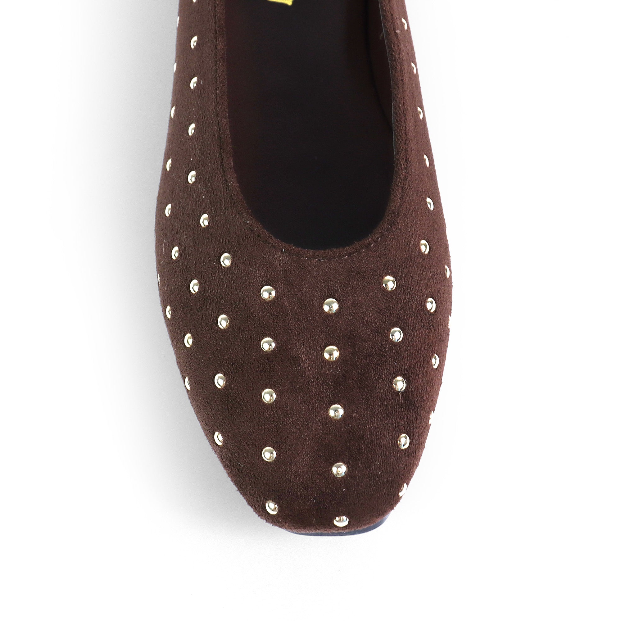 BALERIE-3 STUD BALLET FLAT CHOCOLATE