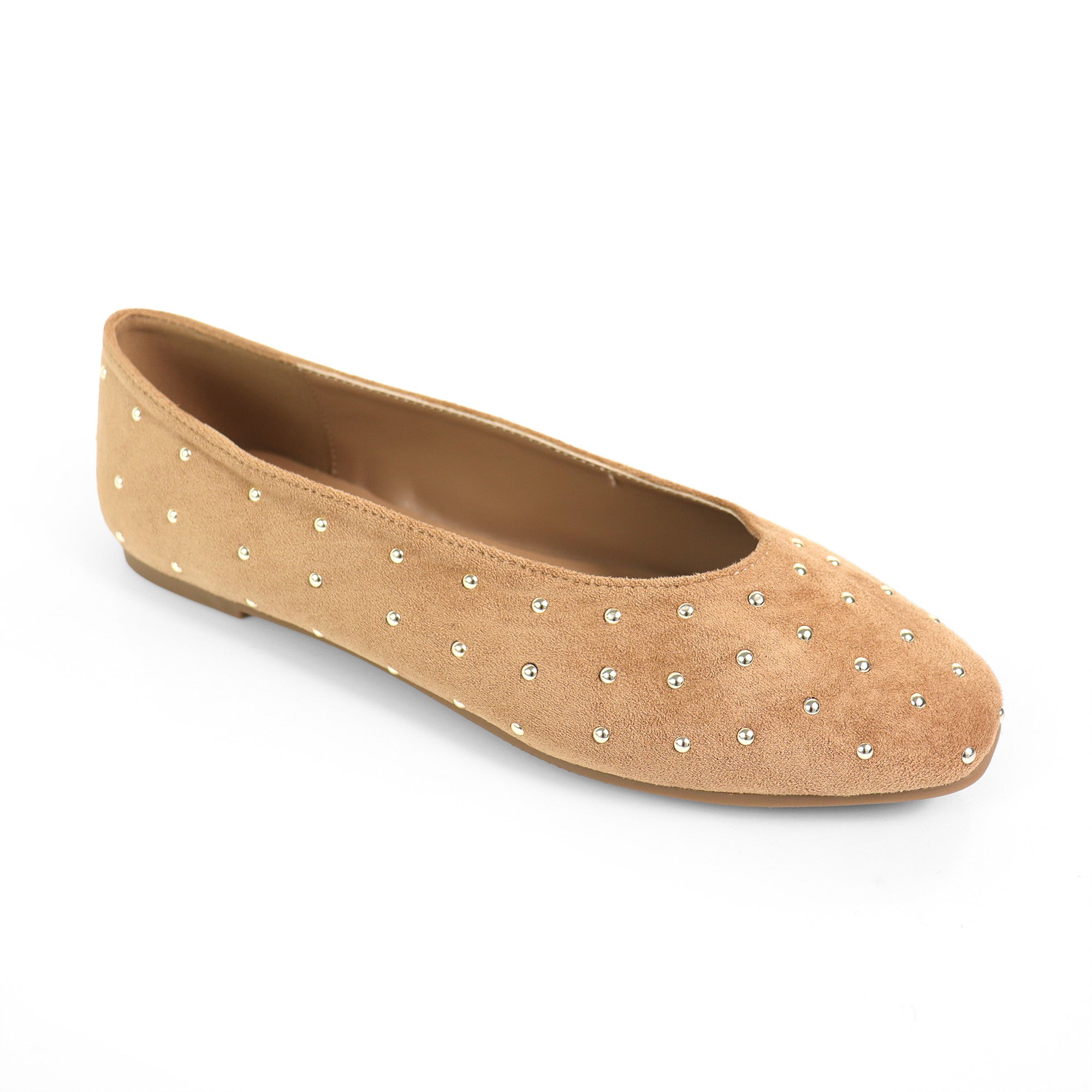 BALERIE-3 STUD BALLET FLAT TAUPE