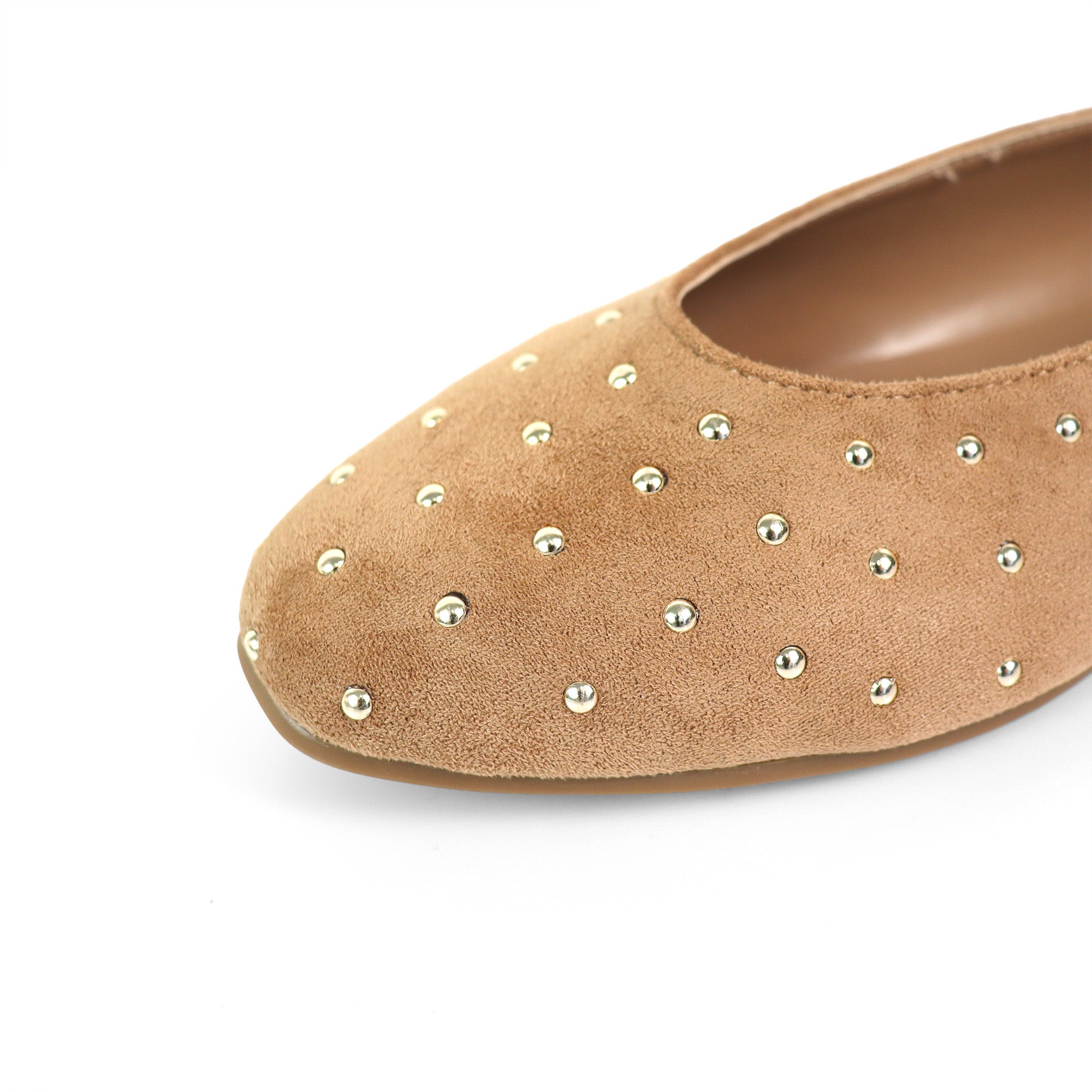 BALERIE-3 STUD BALLET FLAT TAUPE