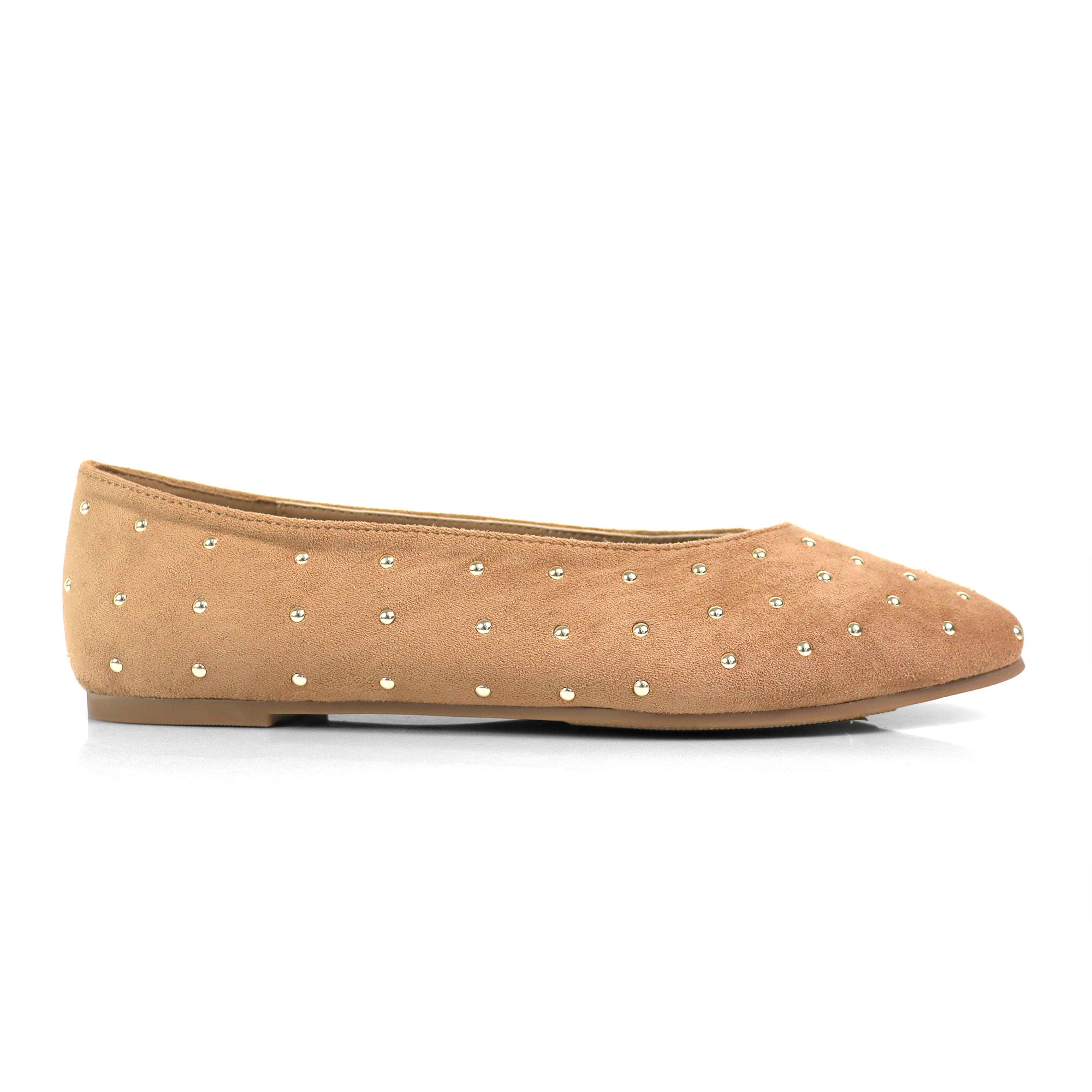 BALERIE-3 STUD BALLET FLAT TAUPE