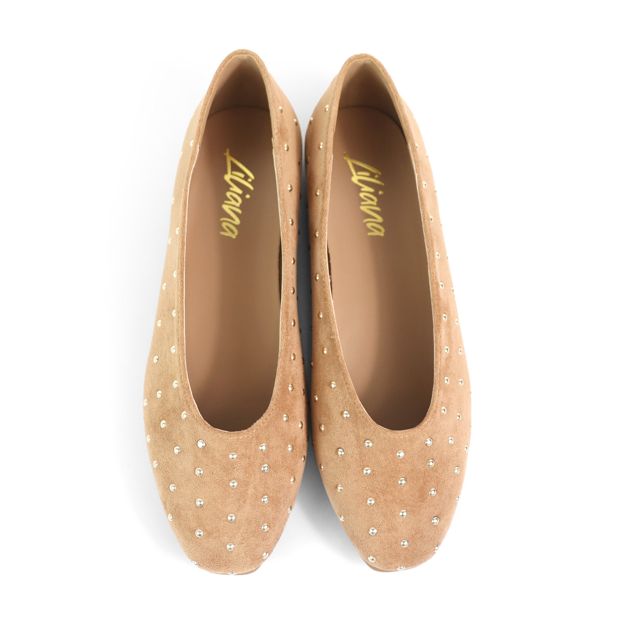 BALERIE-3 STUD BALLET FLAT TAUPE