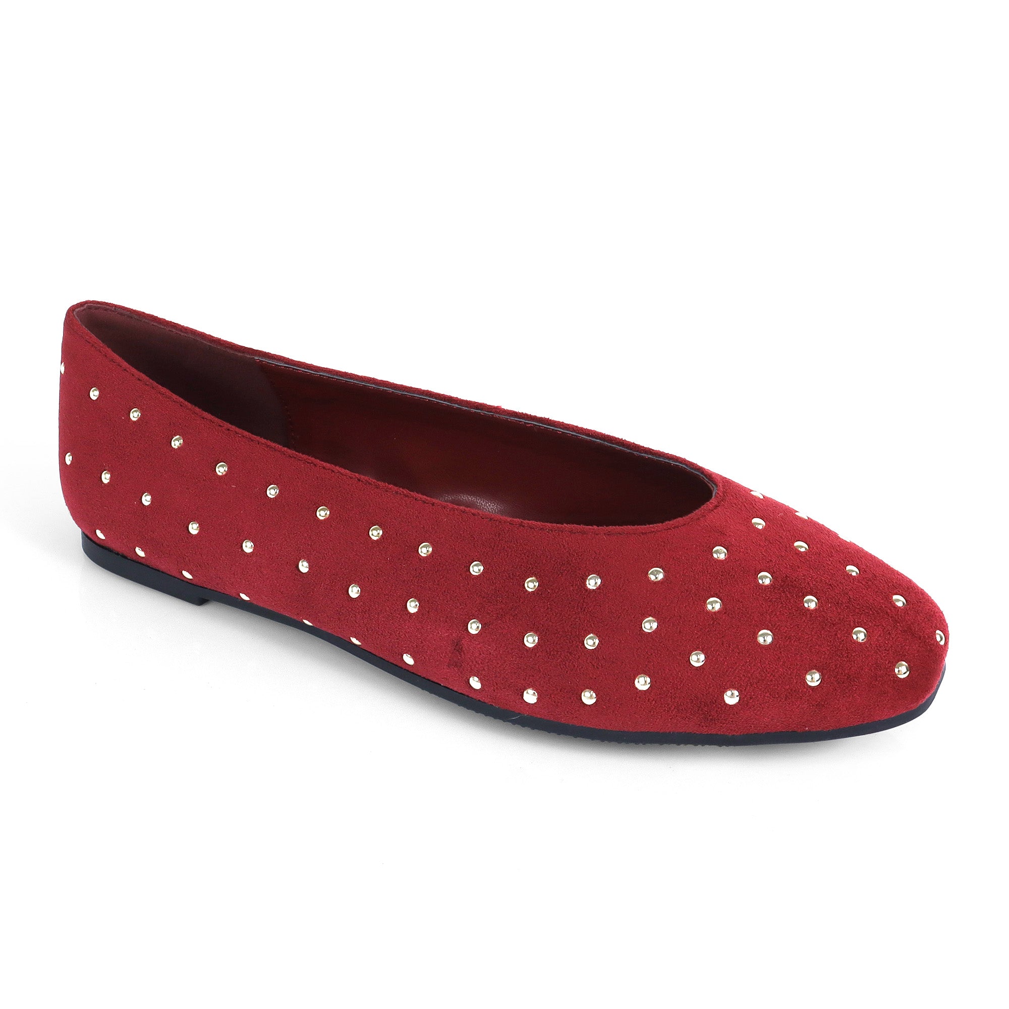 BALERIE-3 STUD BALLET FLAT WINE