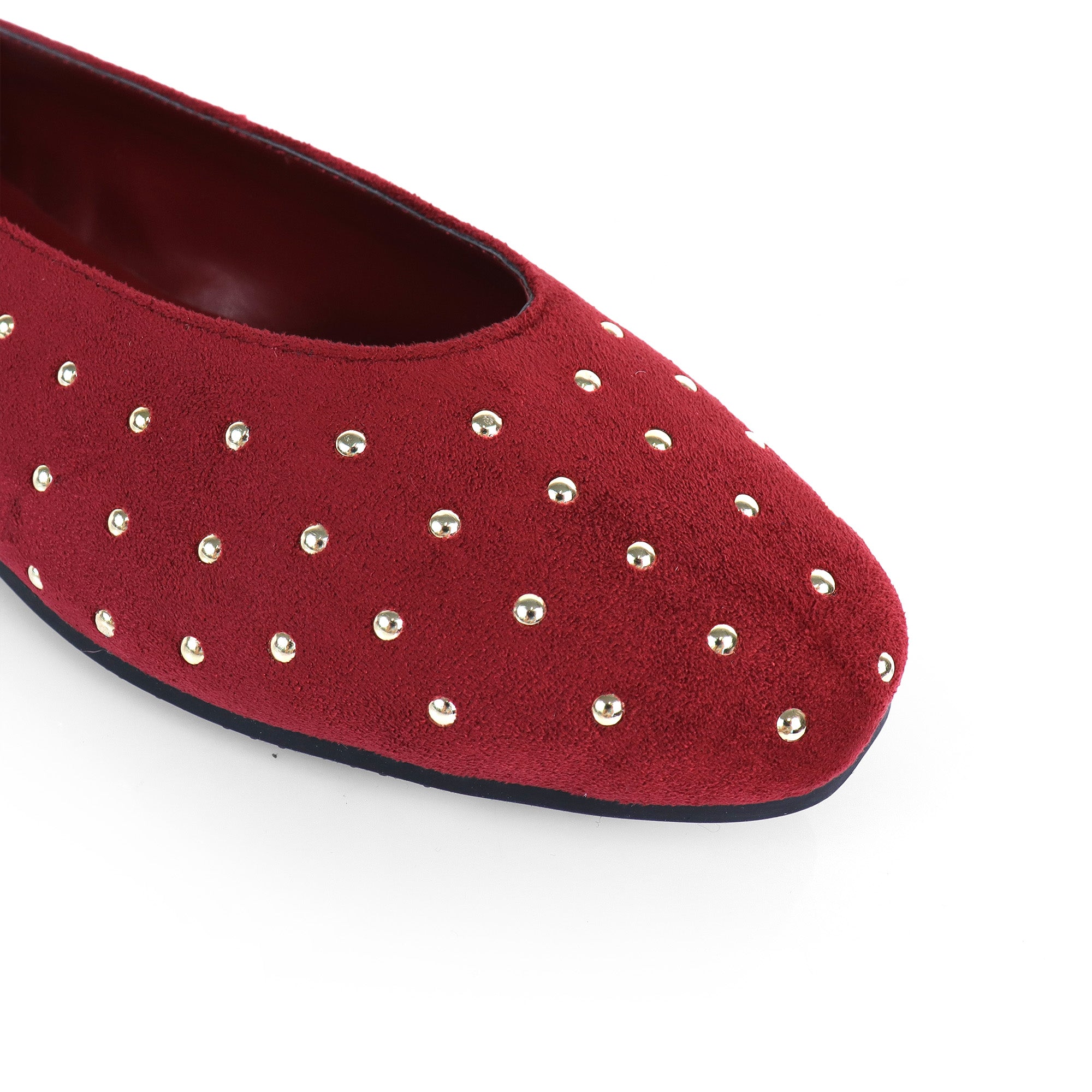 BALERIE-3 STUD BALLET FLAT WINE