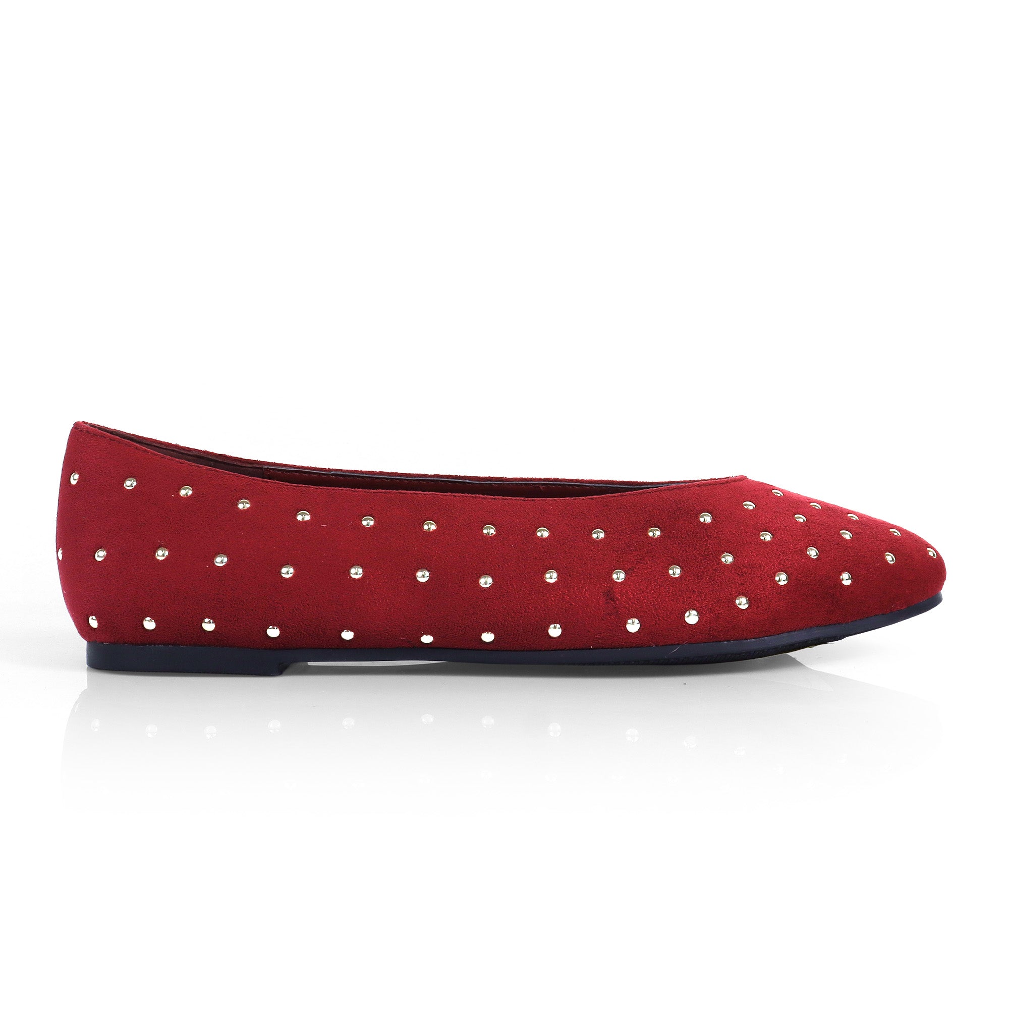 BALERIE-3 STUD BALLET FLAT WINE