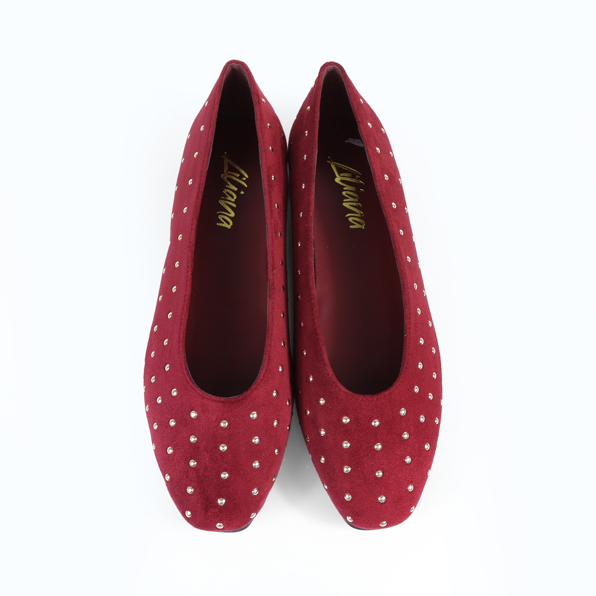 BALERIE-3 STUD BALLET FLAT WINE