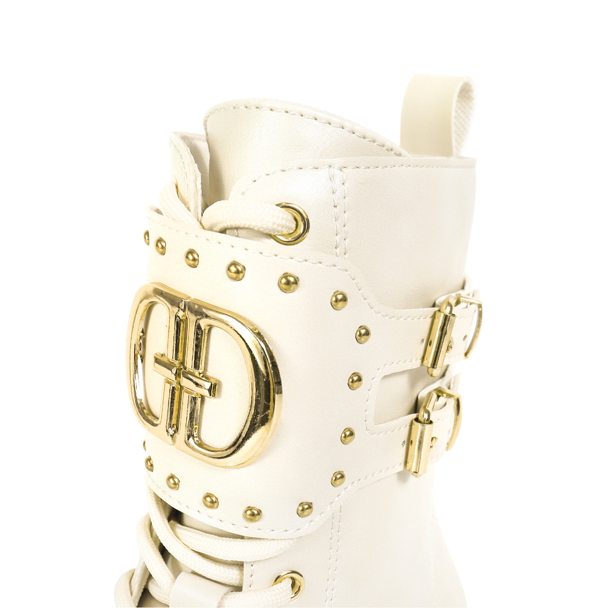 BARAZ-1 LUG SOLE CUFF LACE UP COMBAT BOOTS IVORY