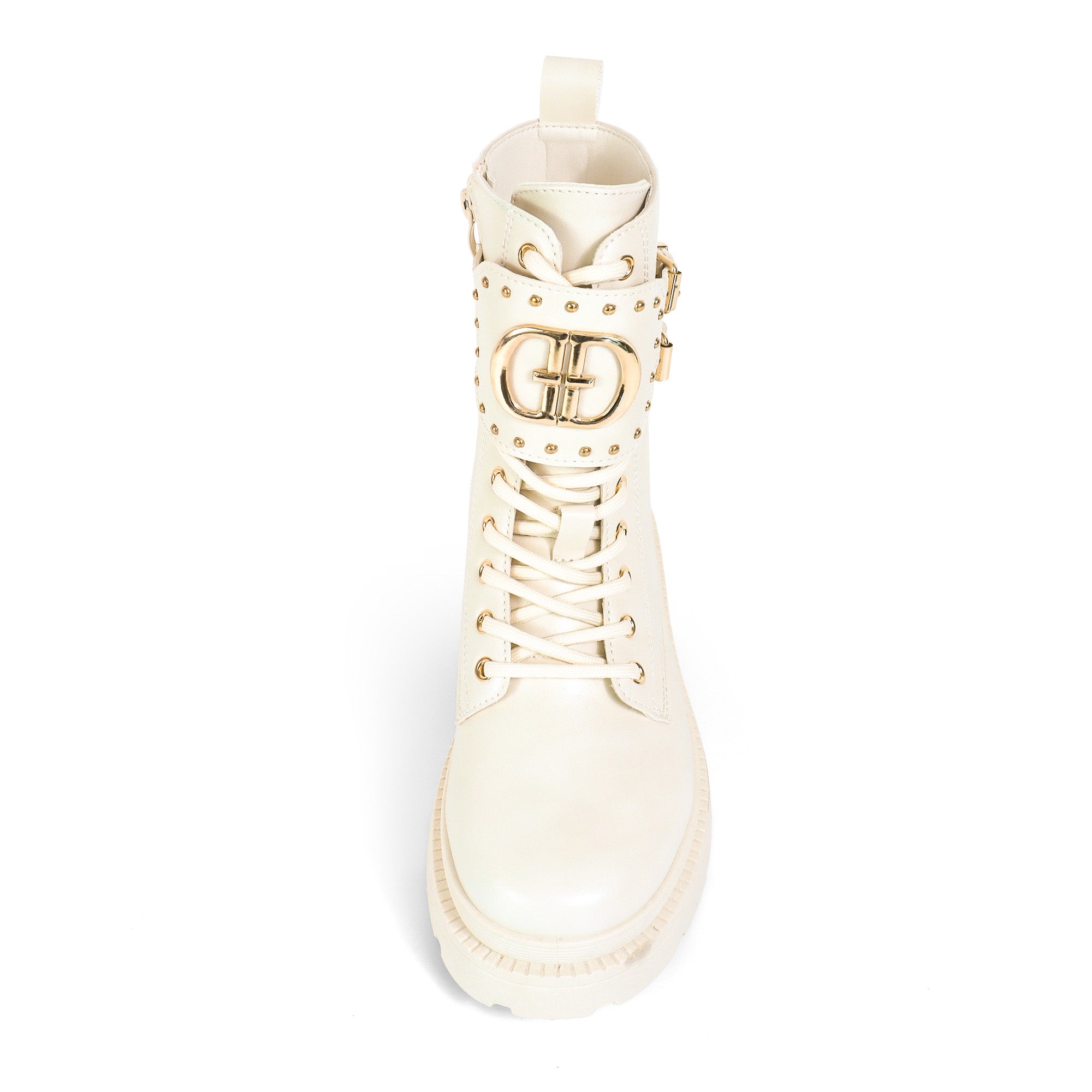 BARAZ-1 LUG SOLE CUFF LACE UP COMBAT BOOTS IVORY