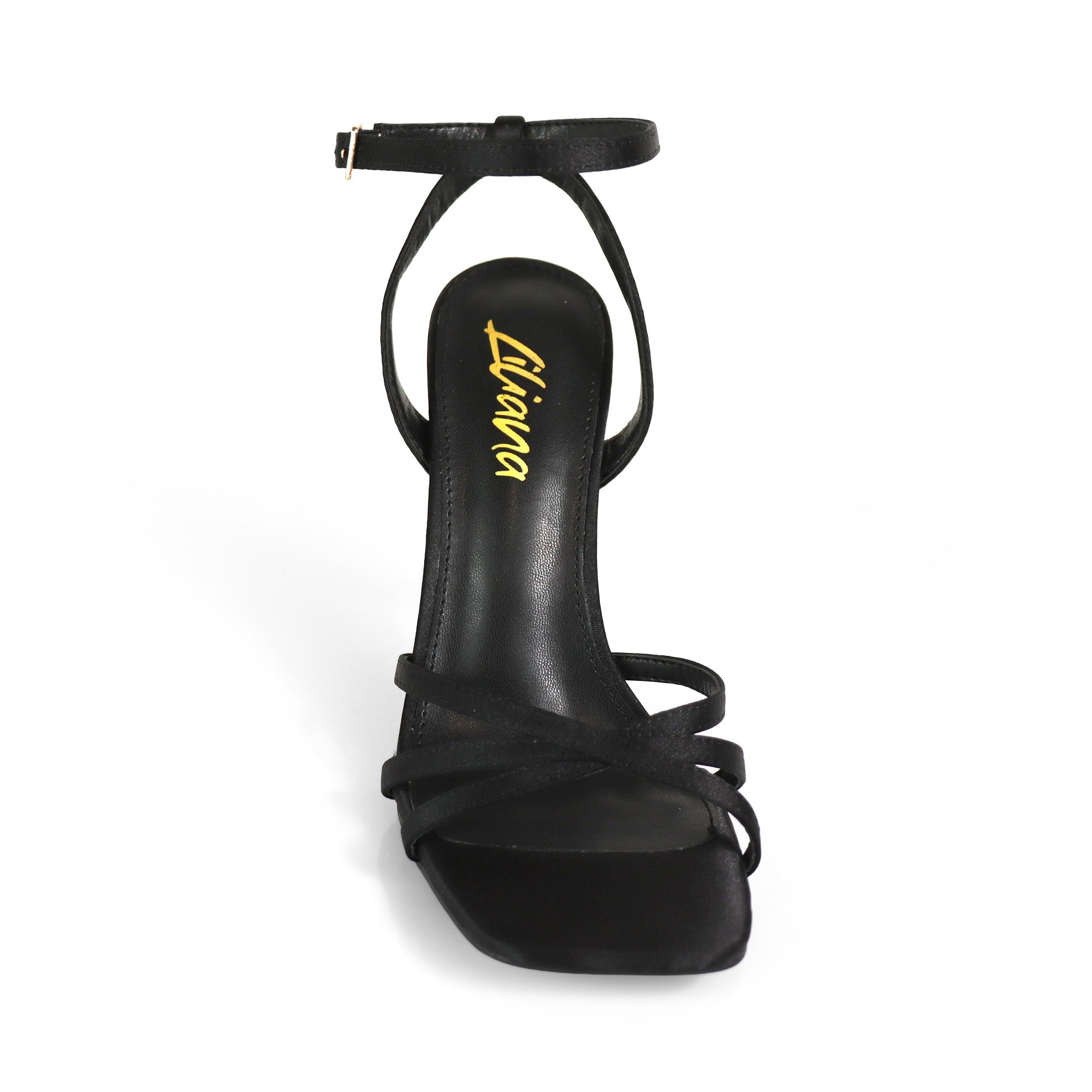 BOLIVIA-1 STRAP SANDAL W/ MATEL HEEL BLACK