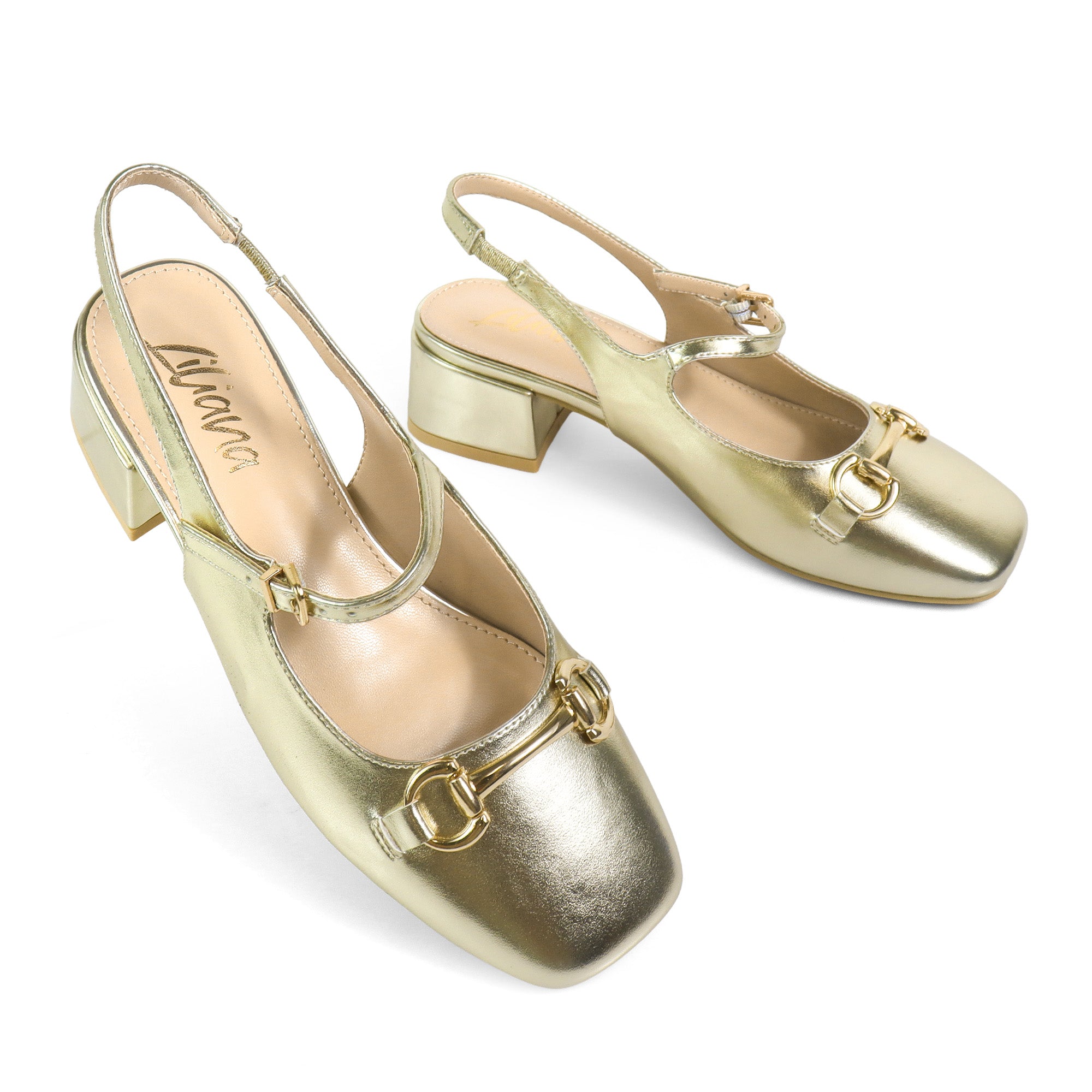 CANAAN-1 HORSEBIT SLINGBACK PUMP GOLD