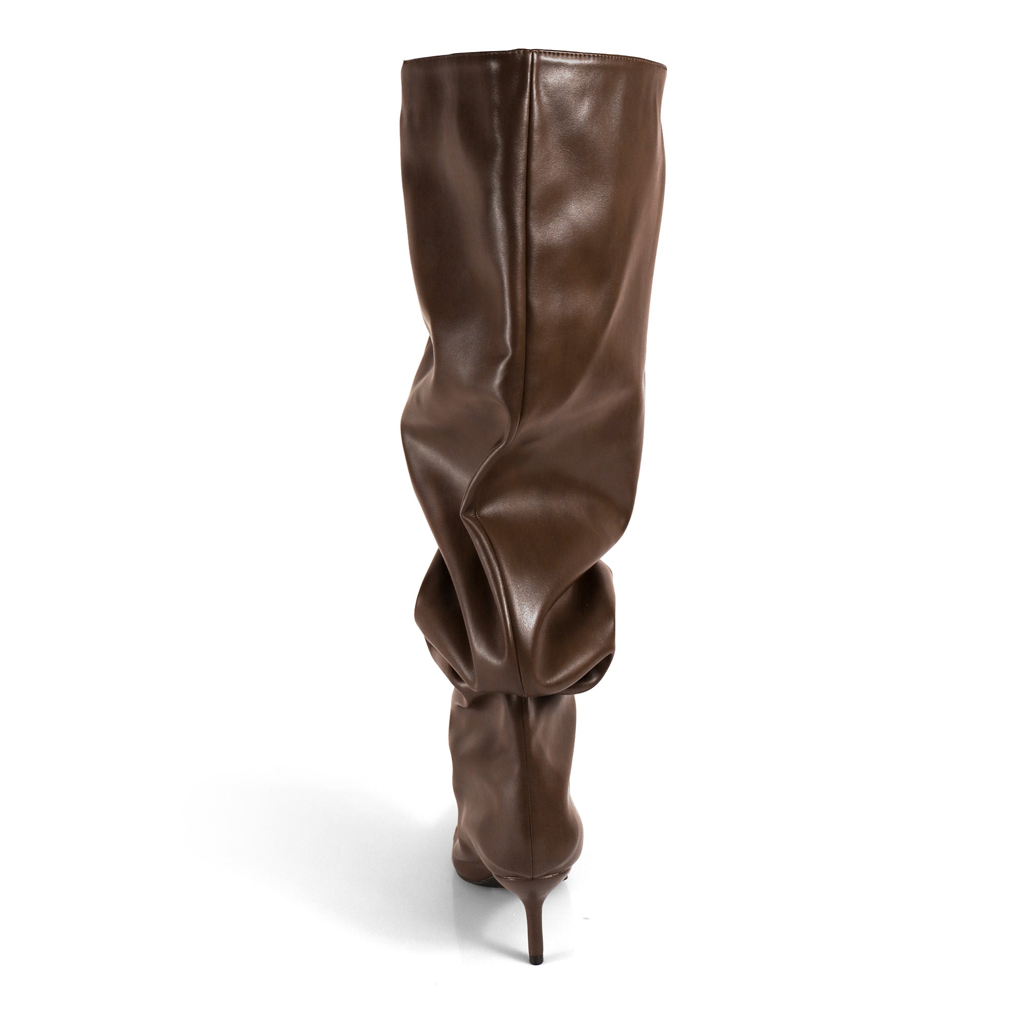 CHRISTIE-1 POINTED TOE SLOUCH KNEE HIGH BOOTS CHOCOLATE