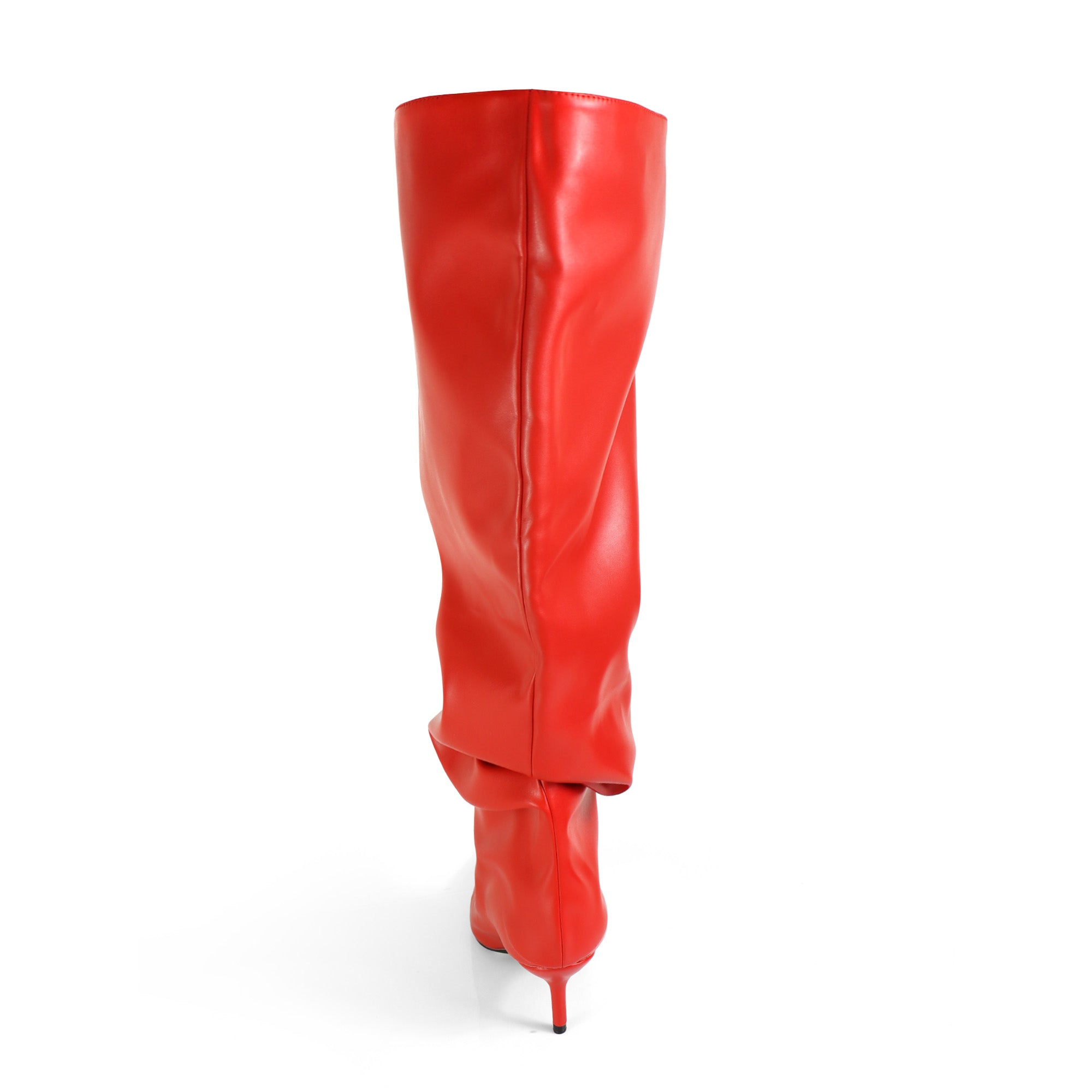 CHRISTIE-1 POINTED TOE SLOUCH KNEE HIGH BOOTS RED