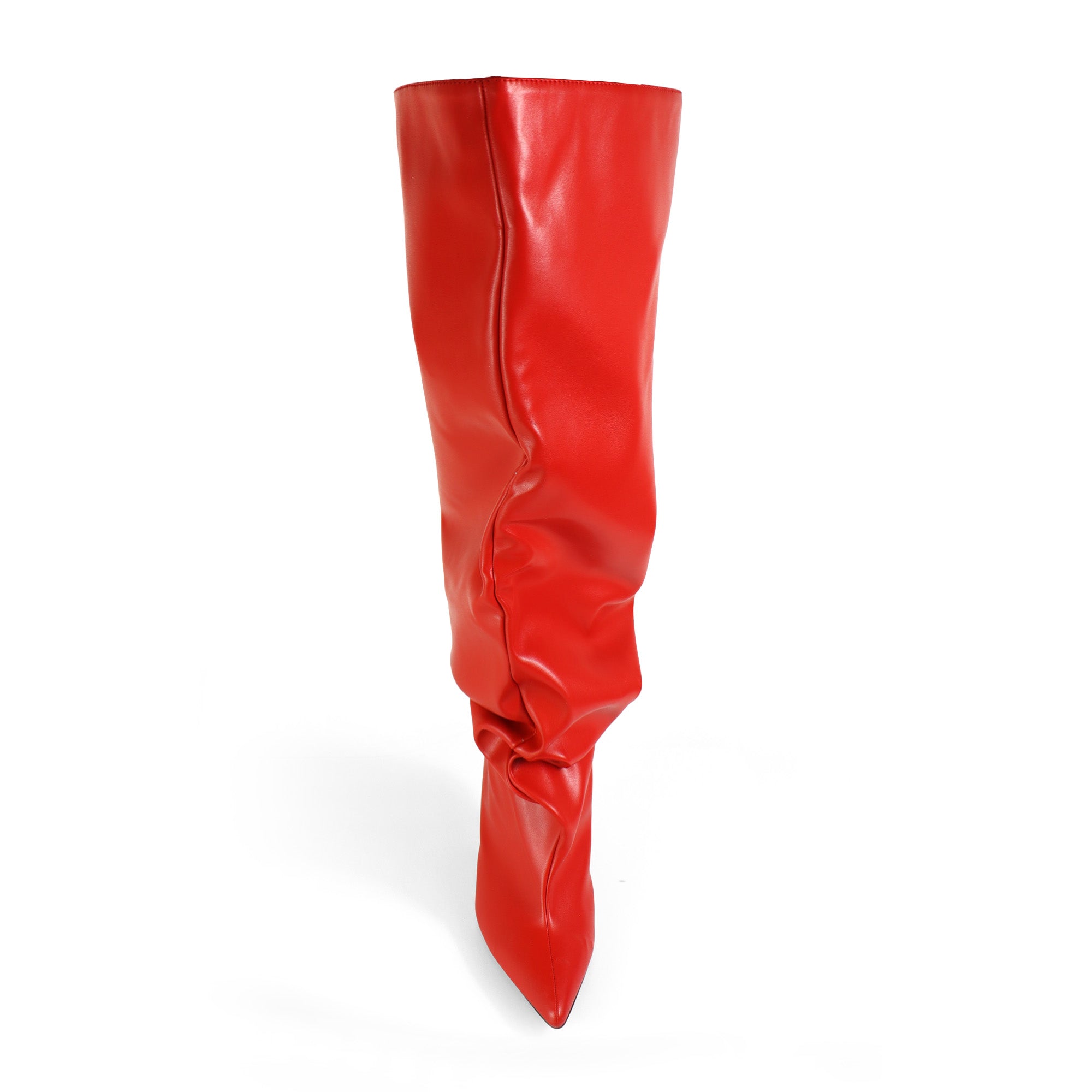 CHRISTIE-1 POINTED TOE SLOUCH KNEE HIGH BOOTS RED