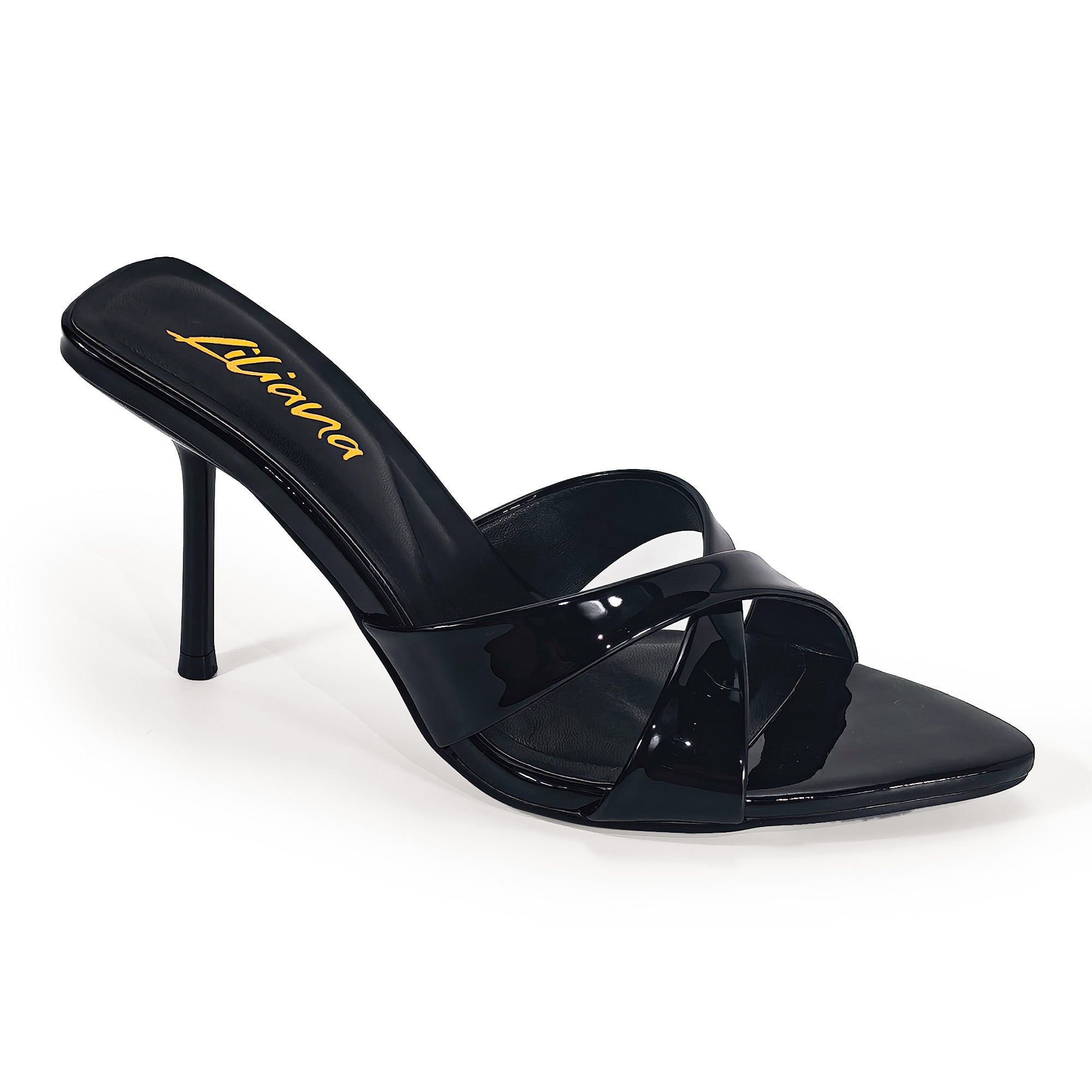 CYNTHIA-8 POINTY TOE CRISS-CROSS MULE HEEL BLACK