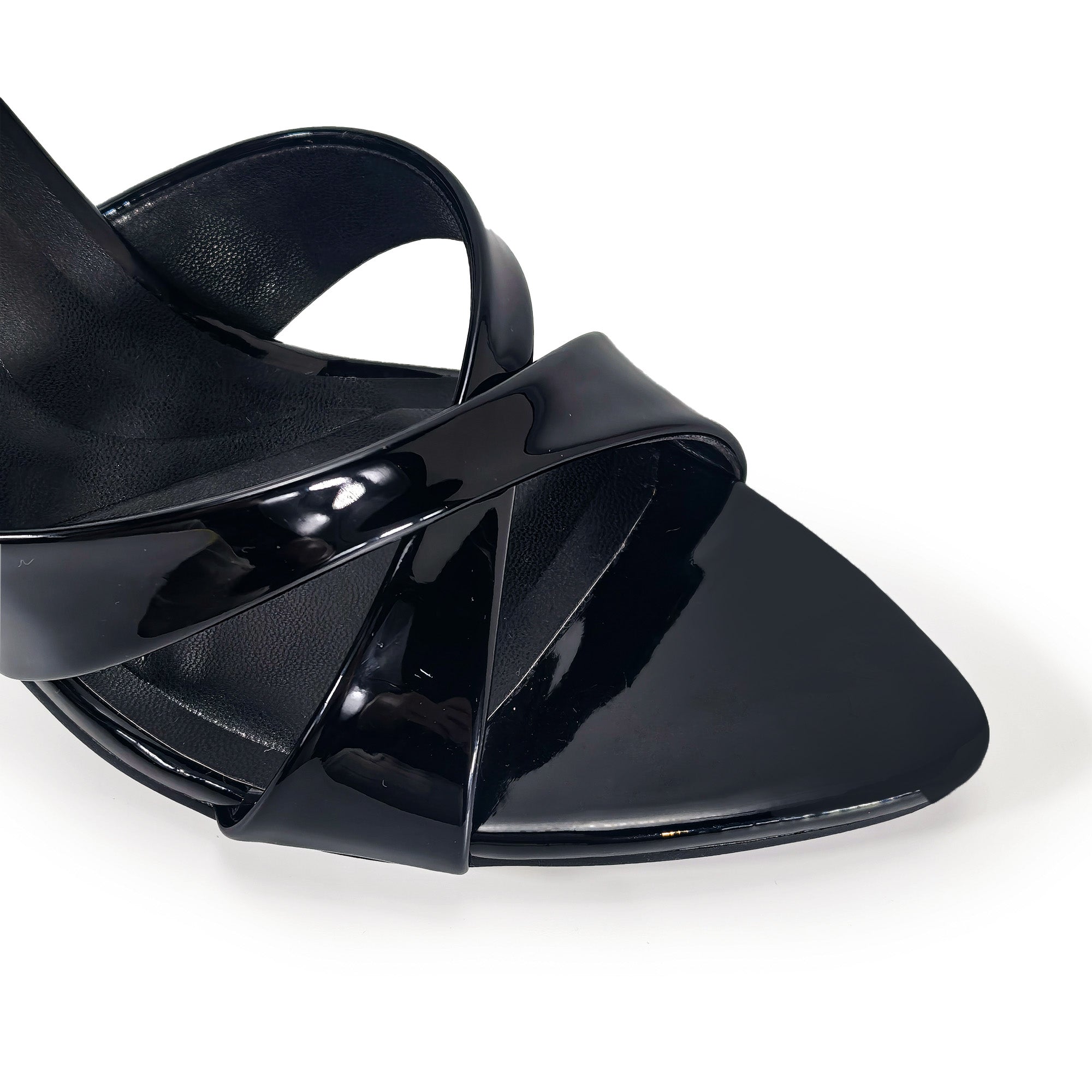 CYNTHIA-8 POINTY TOE CRISS-CROSS MULE HEEL BLACK