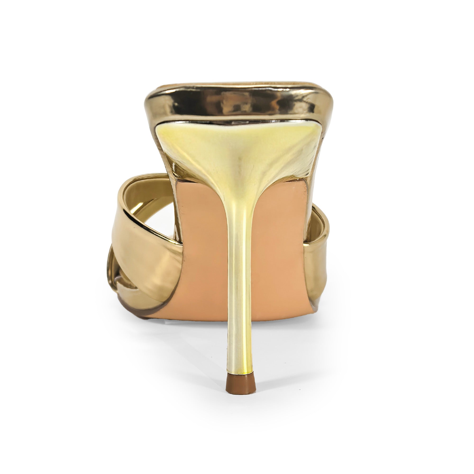 CYNTHIA-8 POINTY TOE CRISS-CROSS MULE HEEL GOLD