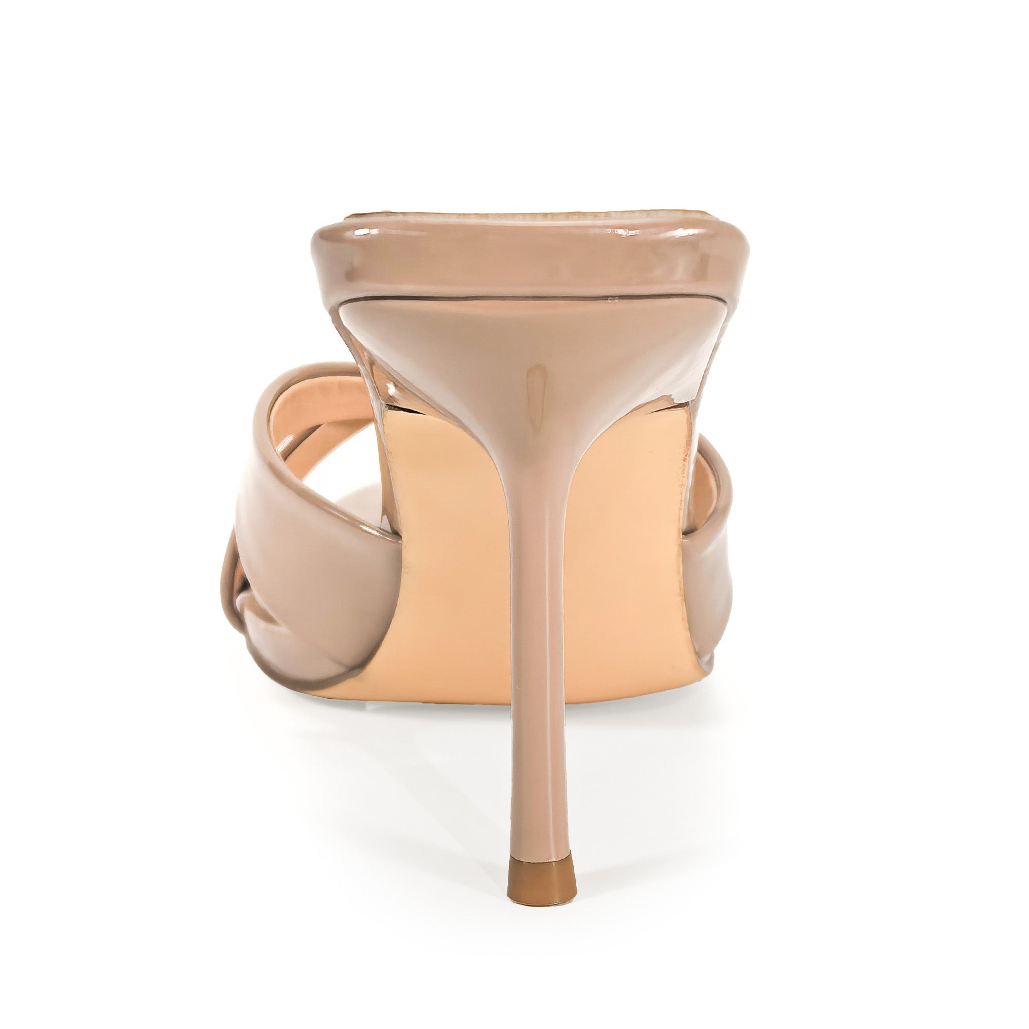 CYNTHIA-8 POINTY TOE CRISS-CROSS MULE HEEL NUDE