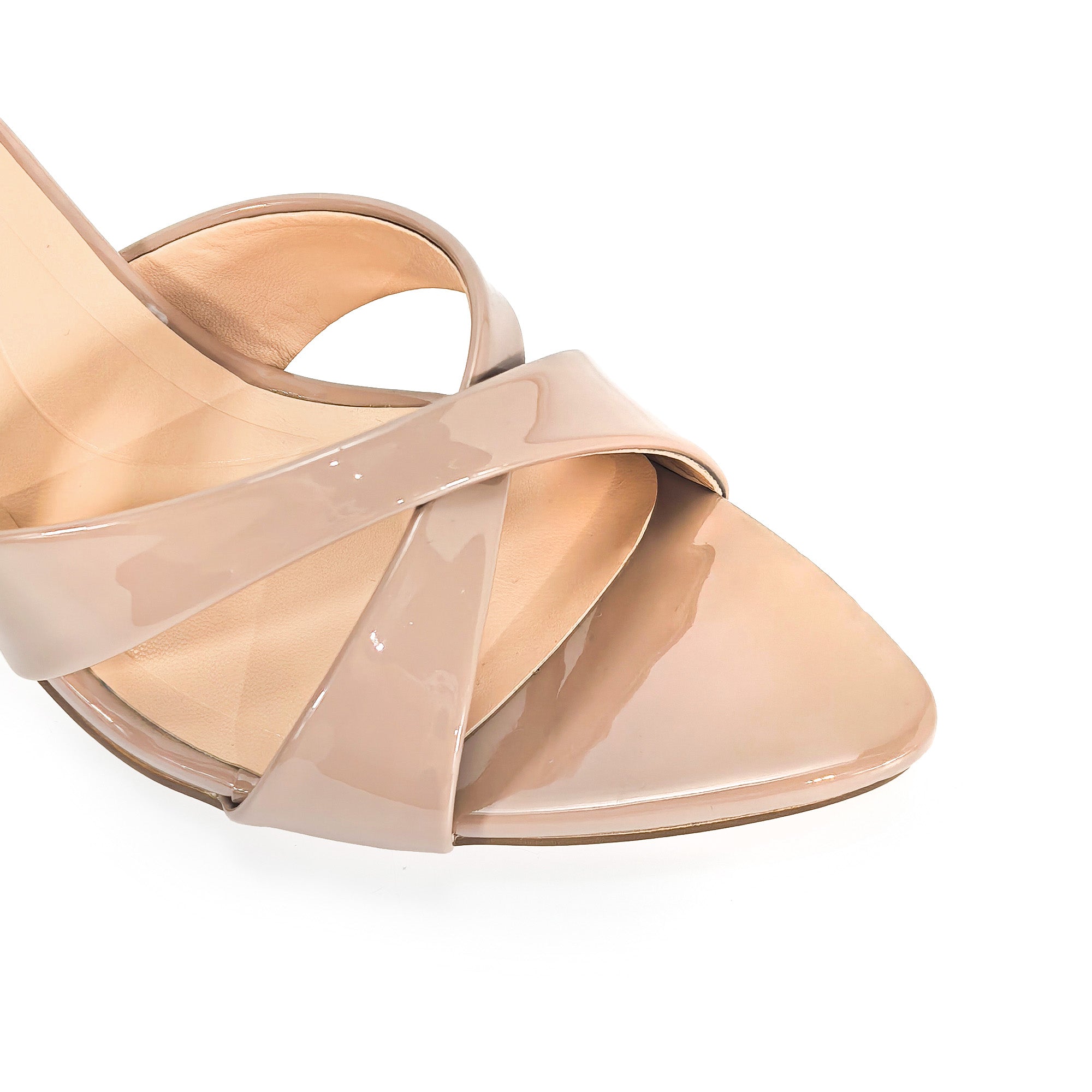 CYNTHIA-8 POINTY TOE CRISS-CROSS MULE HEEL NUDE