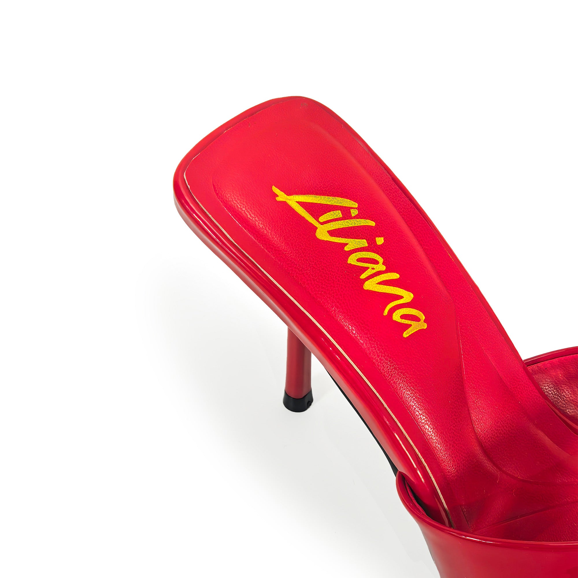 CYNTHIA-8 POINTY TOE CRISS-CROSS MULE HEEL RED