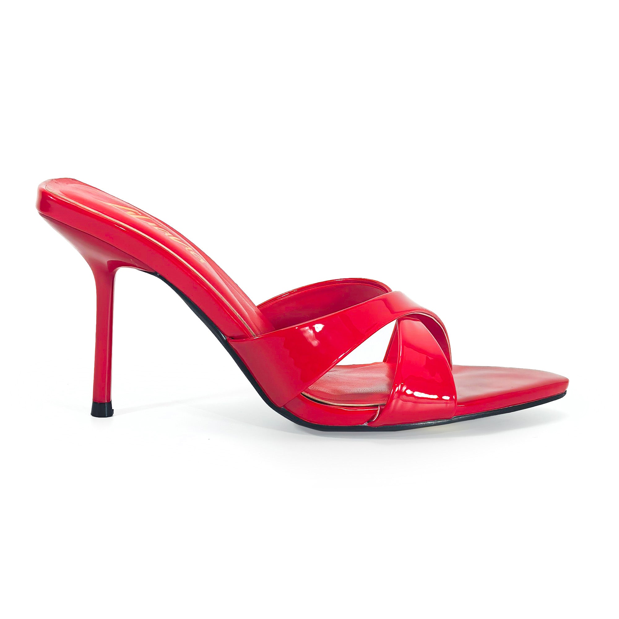 CYNTHIA-8 POINTY TOE CRISS-CROSS MULE HEEL RED