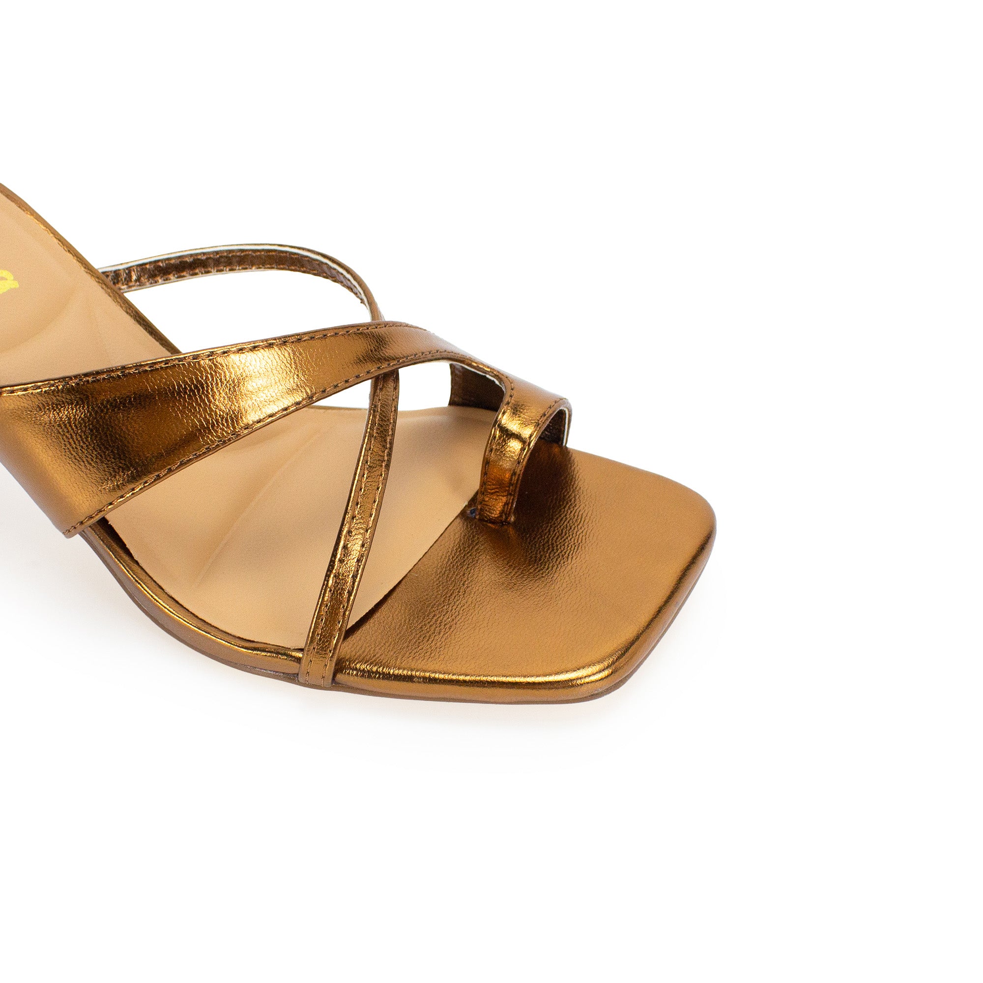 FRANKIE-28 STRAP MULE HEEL BRONZE