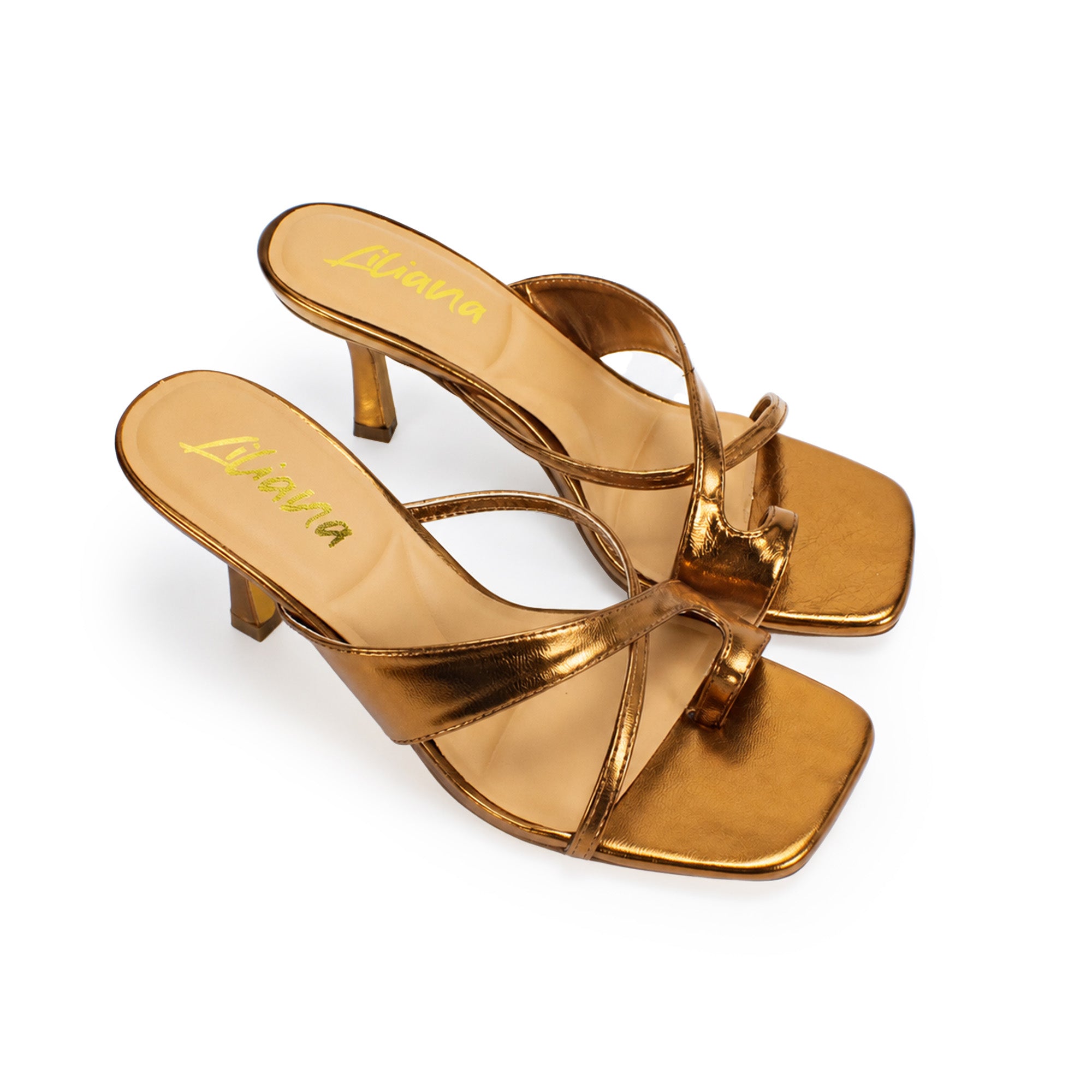 FRANKIE-28 STRAP MULE HEEL BRONZE