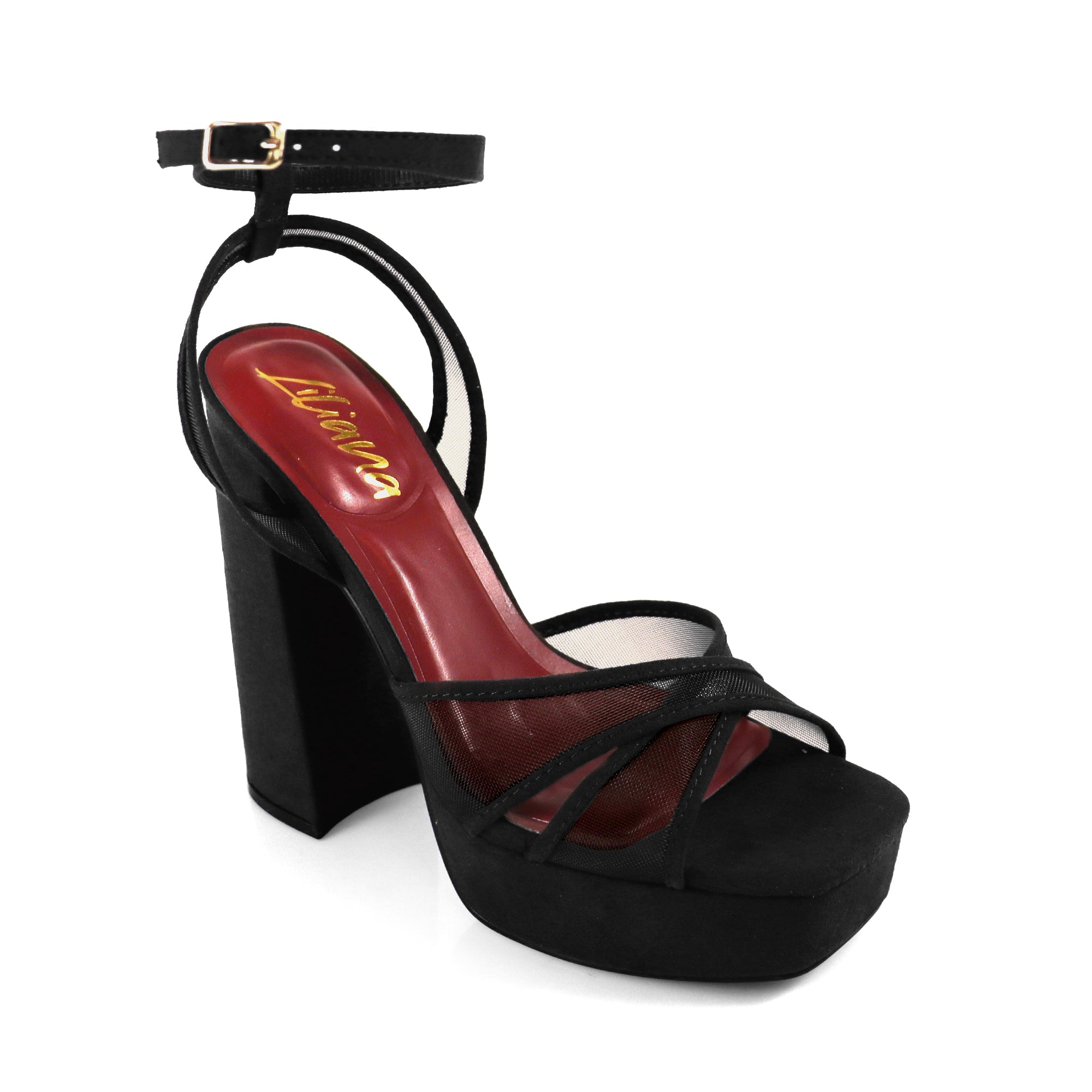 GIA-31 ANKLE STRAP PLATFORM HEEL BLACK