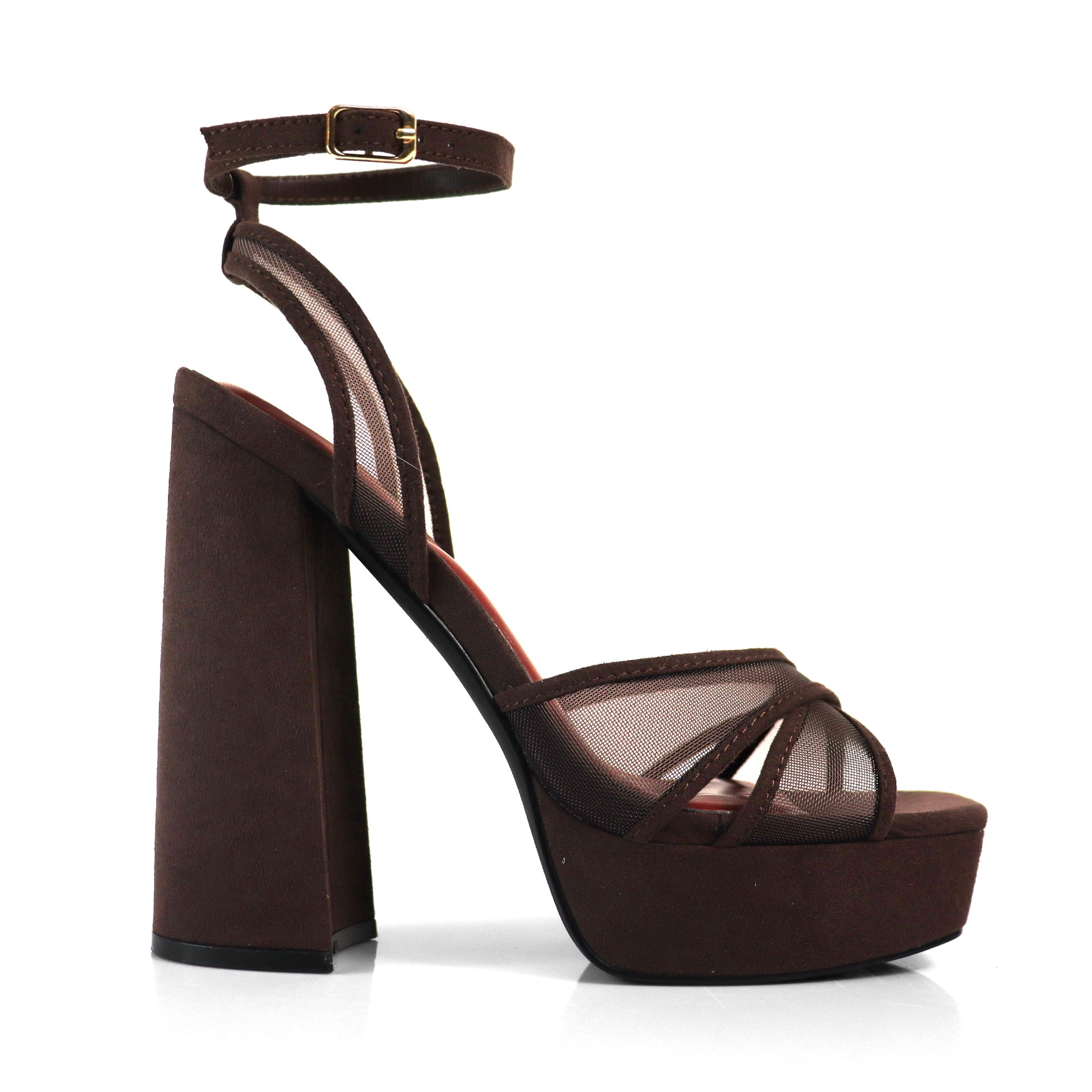 GIA-31 ANKLE STRAP PLATFORM HEEL CHOCOLATE