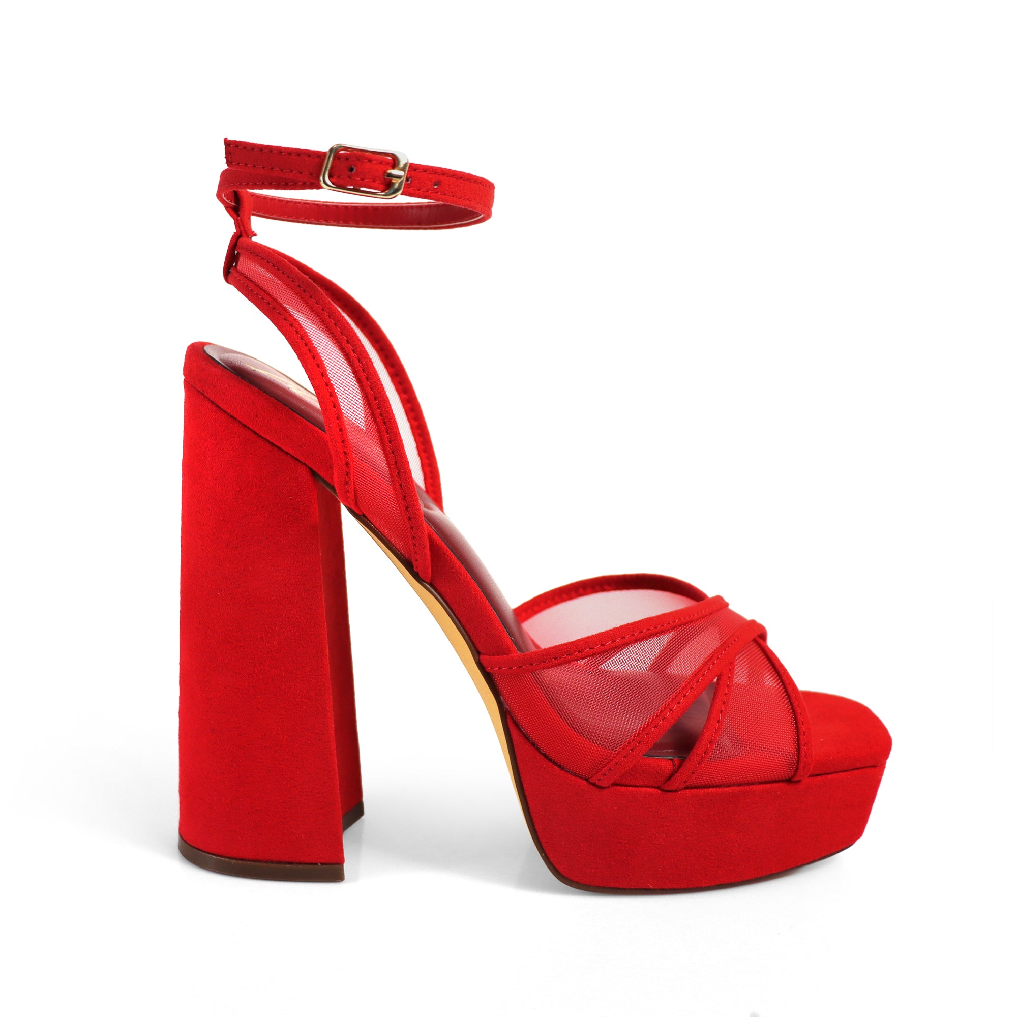 GIA-31 ANKLE STRAP PLATFORM HEEL RED
