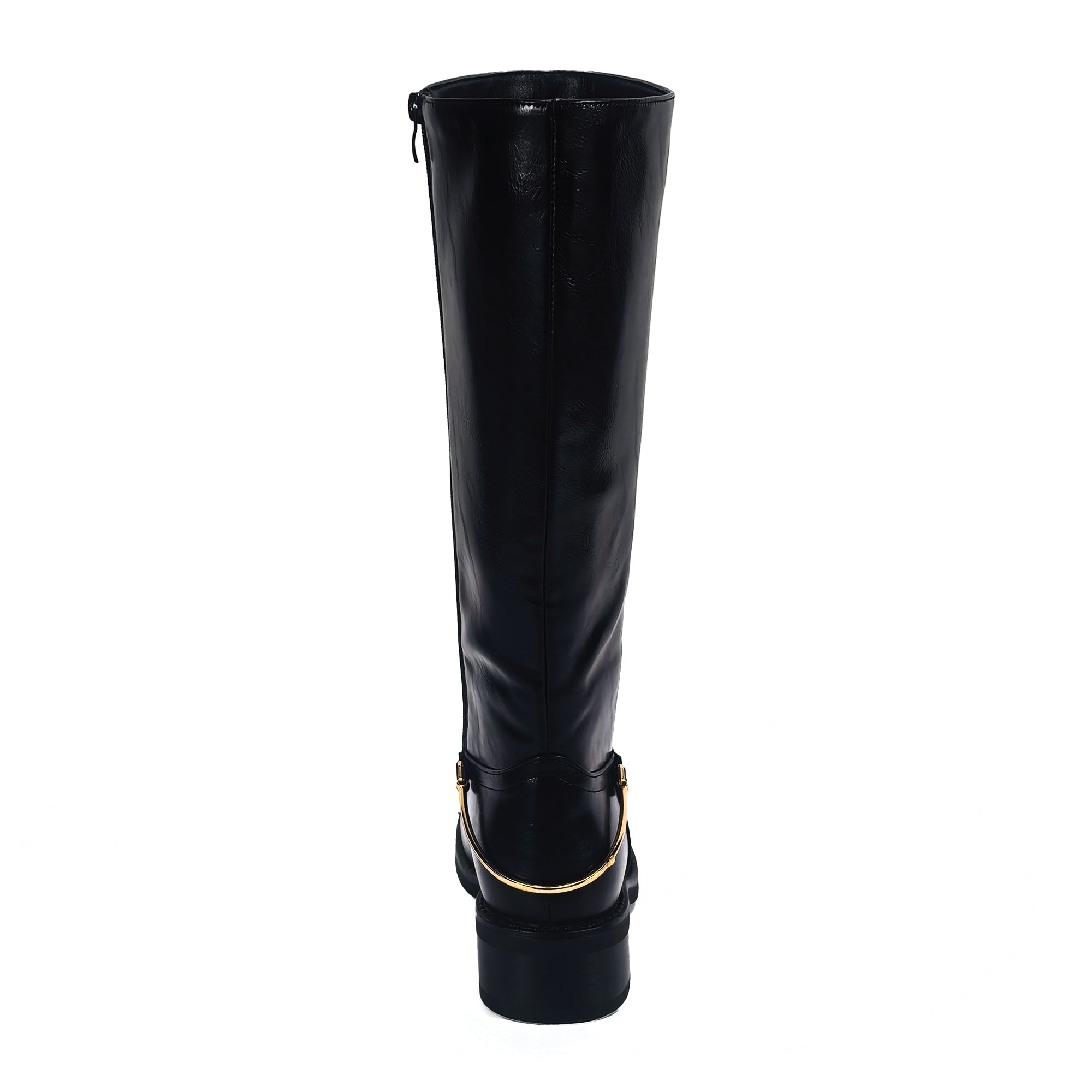 HECTORINA-1 STRAIGHT RIDING LUG BOOT W/ ANKLE MATEL DETAIL BLACK