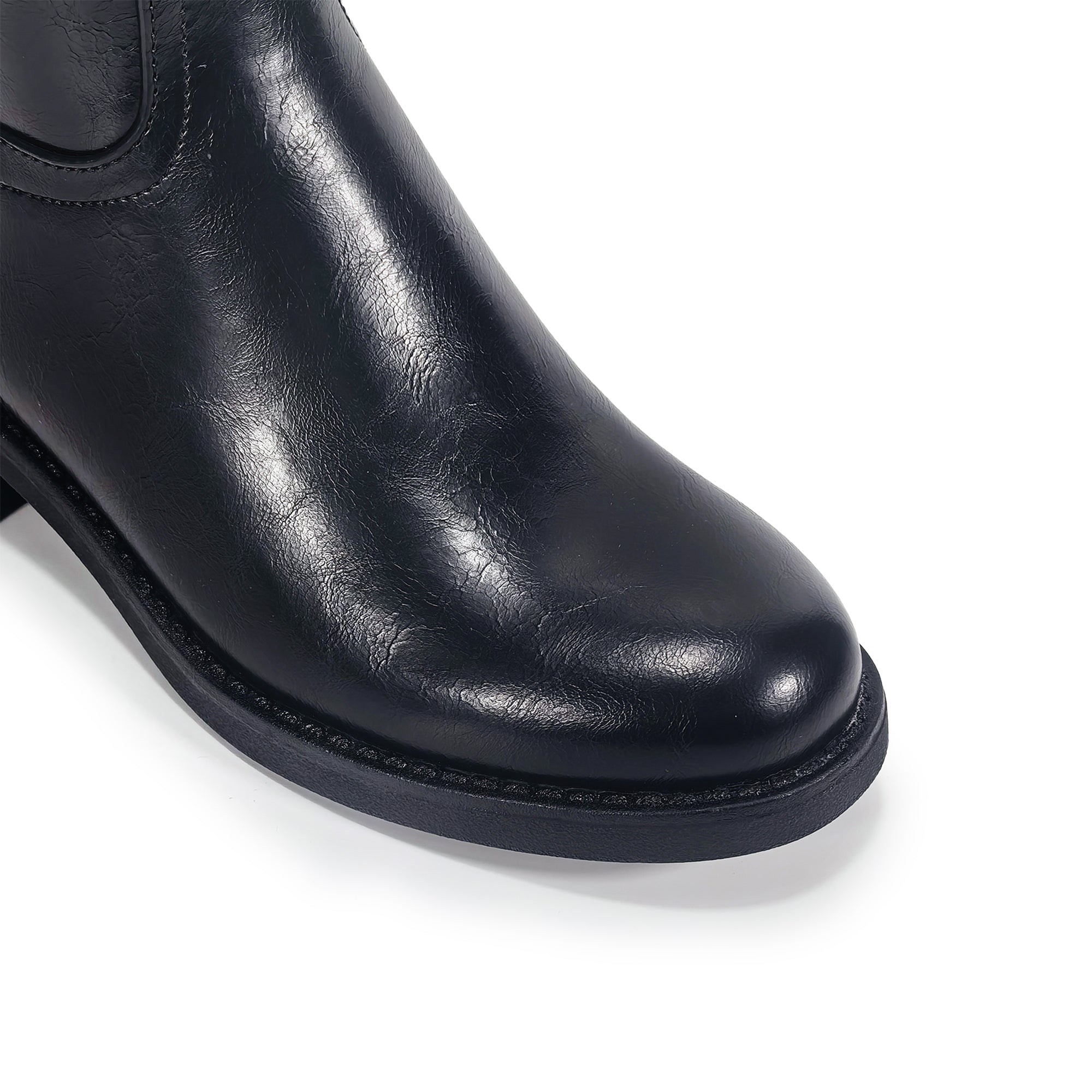 HECTORINA-1 STRAIGHT RIDING LUG BOOT W/ ANKLE MATEL DETAIL BLACK