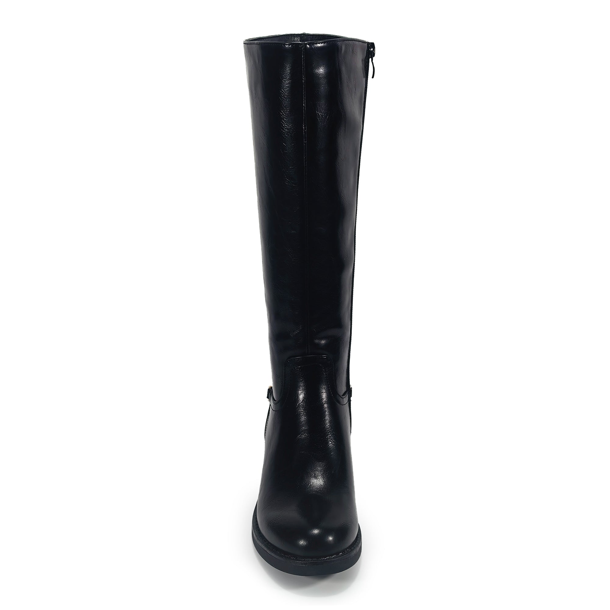 HECTORINA-1 STRAIGHT RIDING LUG BOOT W/ ANKLE MATEL DETAIL BLACK