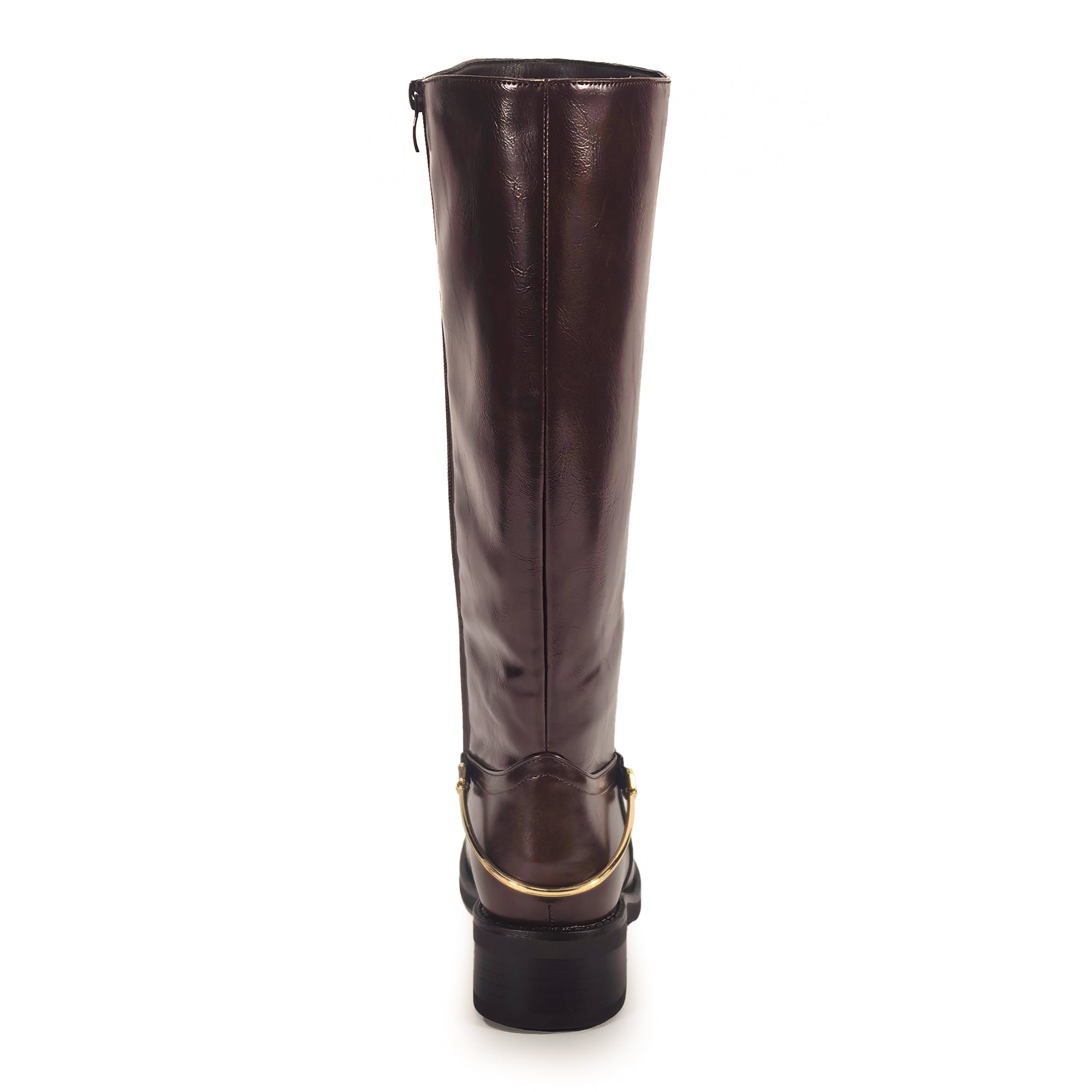 HECTORINA-1 STRAIGHT RIDING LUG BOOT W/ ANKLE MATEL DETAIL BROWN