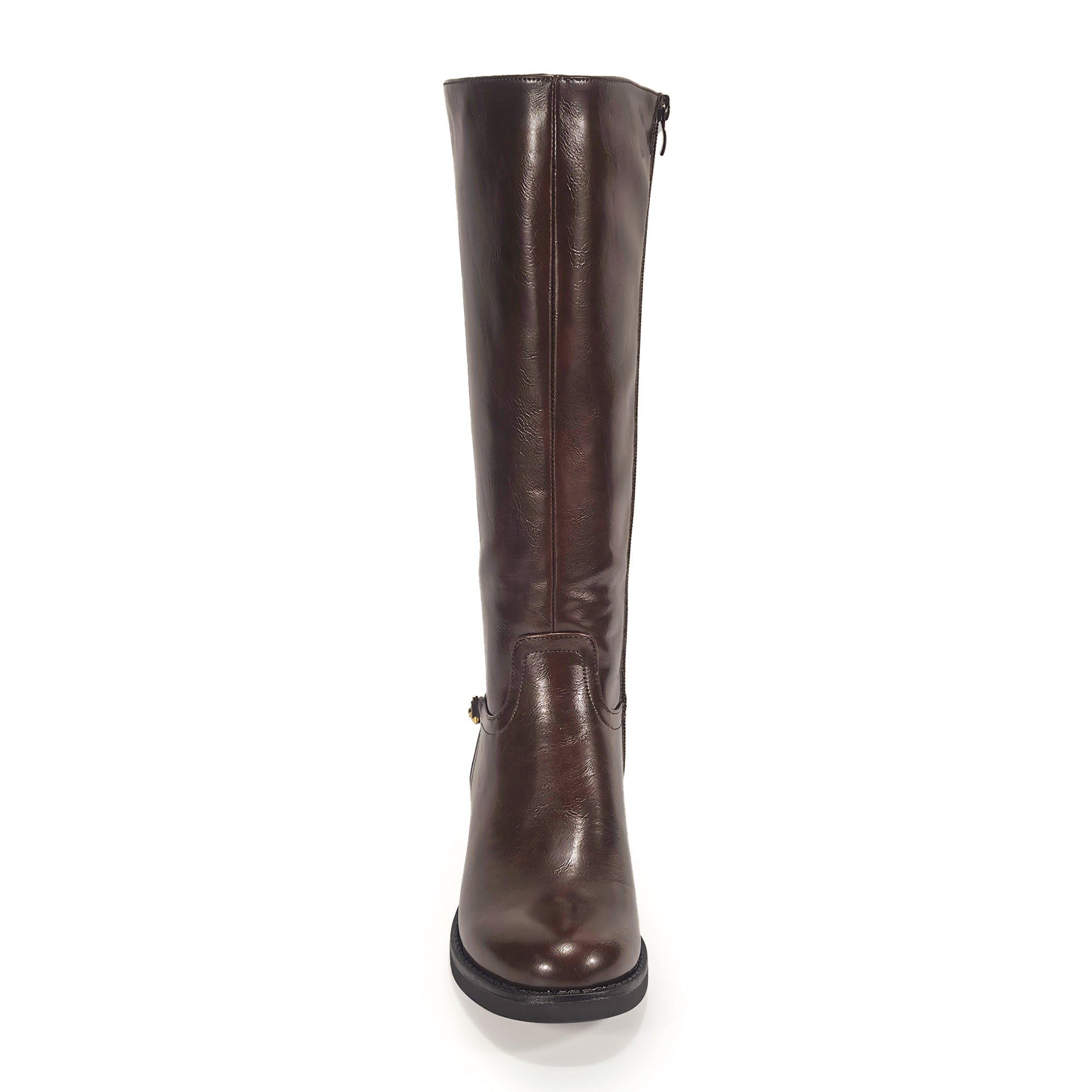 HECTORINA-1 STRAIGHT RIDING LUG BOOT W/ ANKLE MATEL DETAIL BROWN