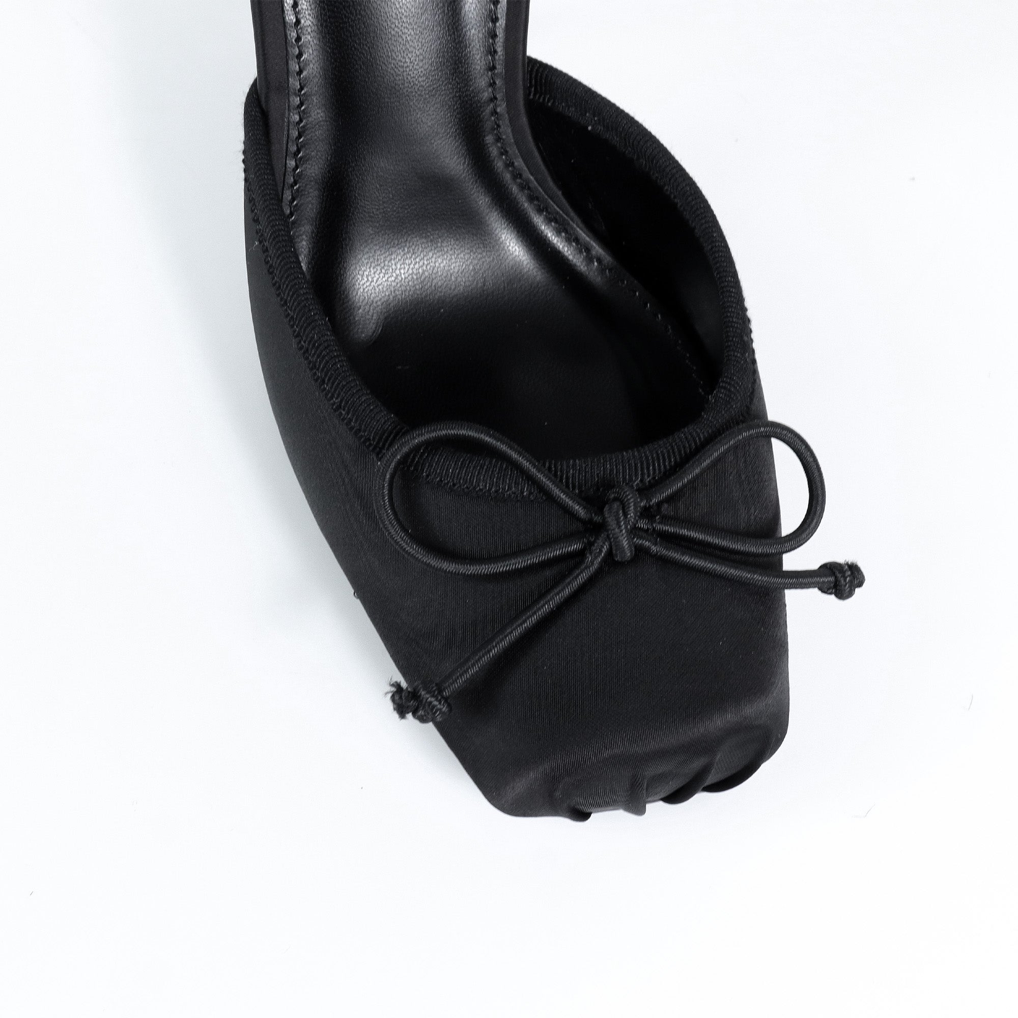 ITZA-2 POINTE TOE KNEE HIGH SOCK PUMP W/ STILETTO HEEL BLACK