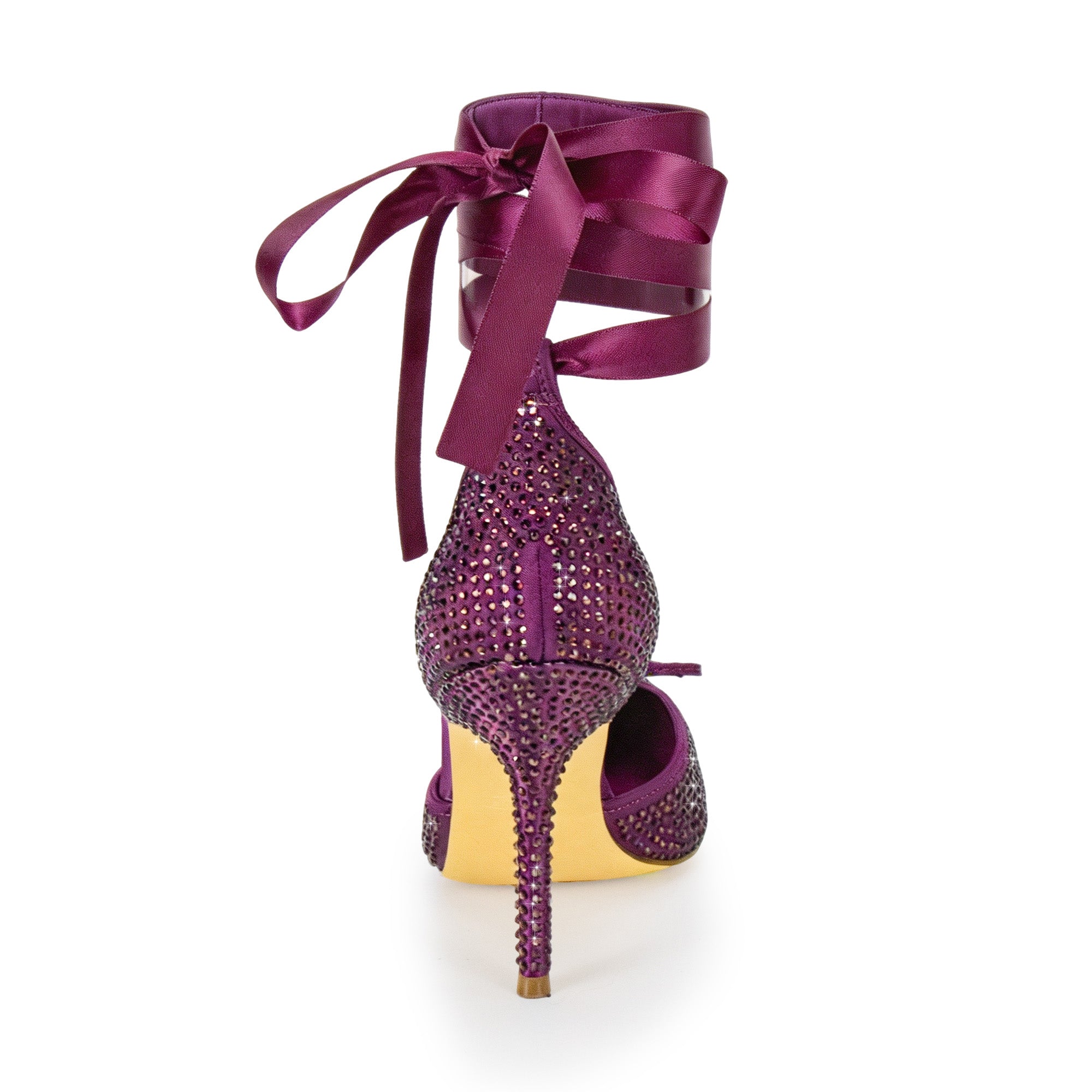 ITZA-7 RHINESTONE PUMP LACE UP W/ STILETTO HEEL PLUM