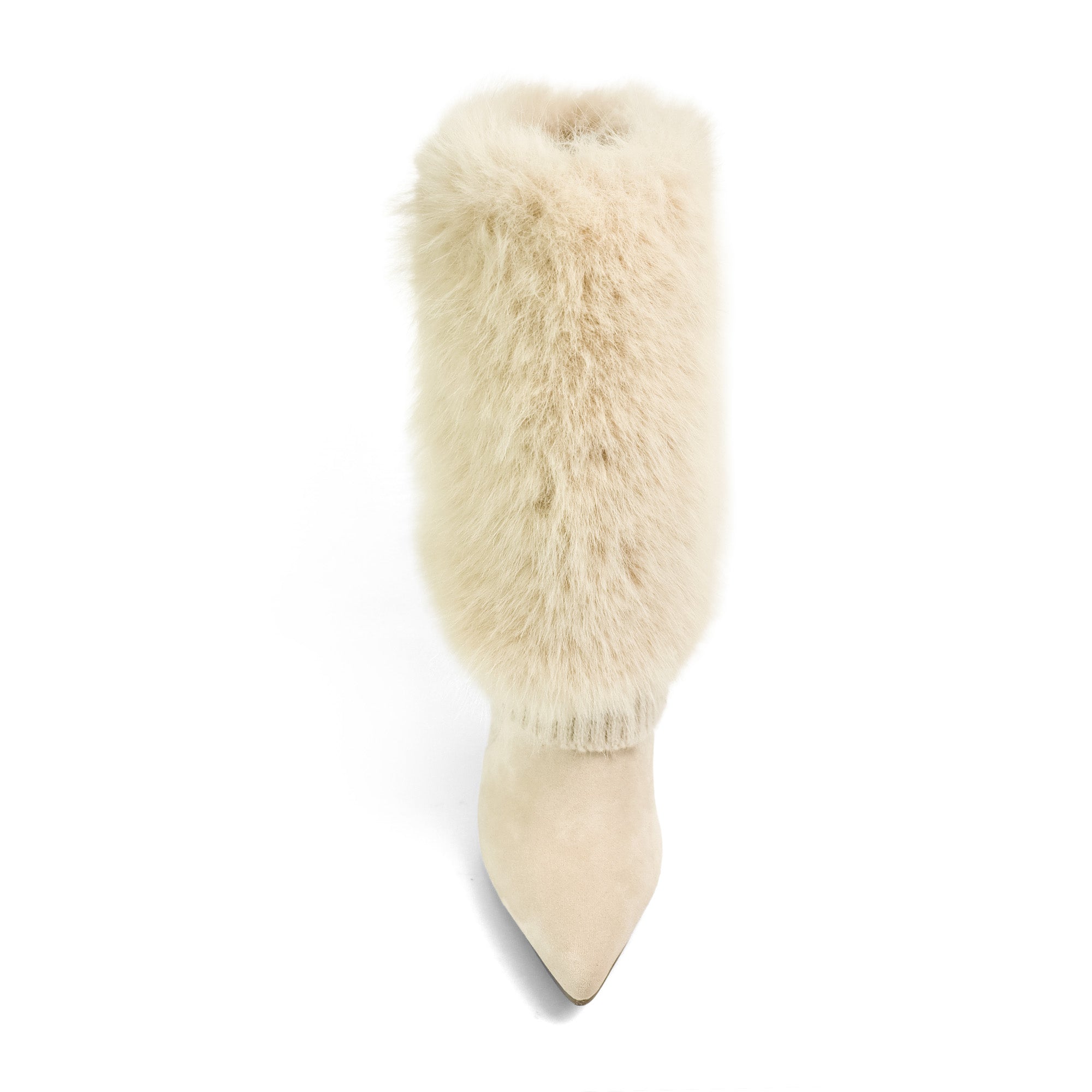 IZABELLA-1 POINTED TOE FOLDED KNIT BOOT W/ HEEL CREAM
