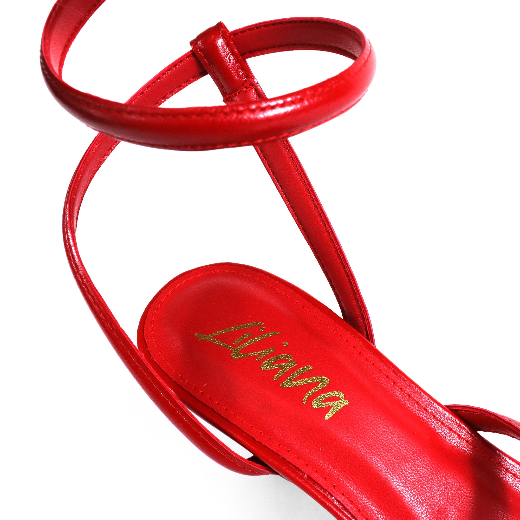 KATHLEEN-1 THONG SPIRAL SANDALS W/ KITTEN HEEL RED