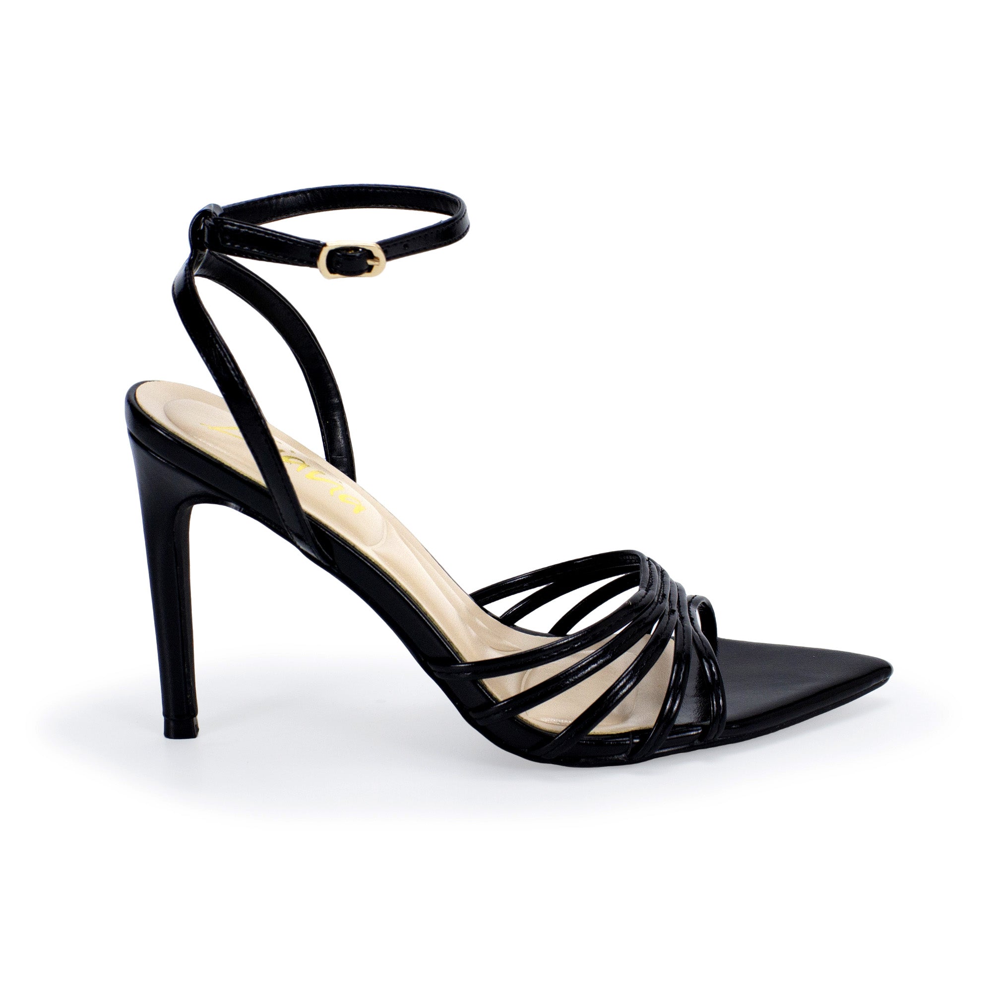 LAUCIA-88 POINTED TOE STRAPPY HEEL BLACK