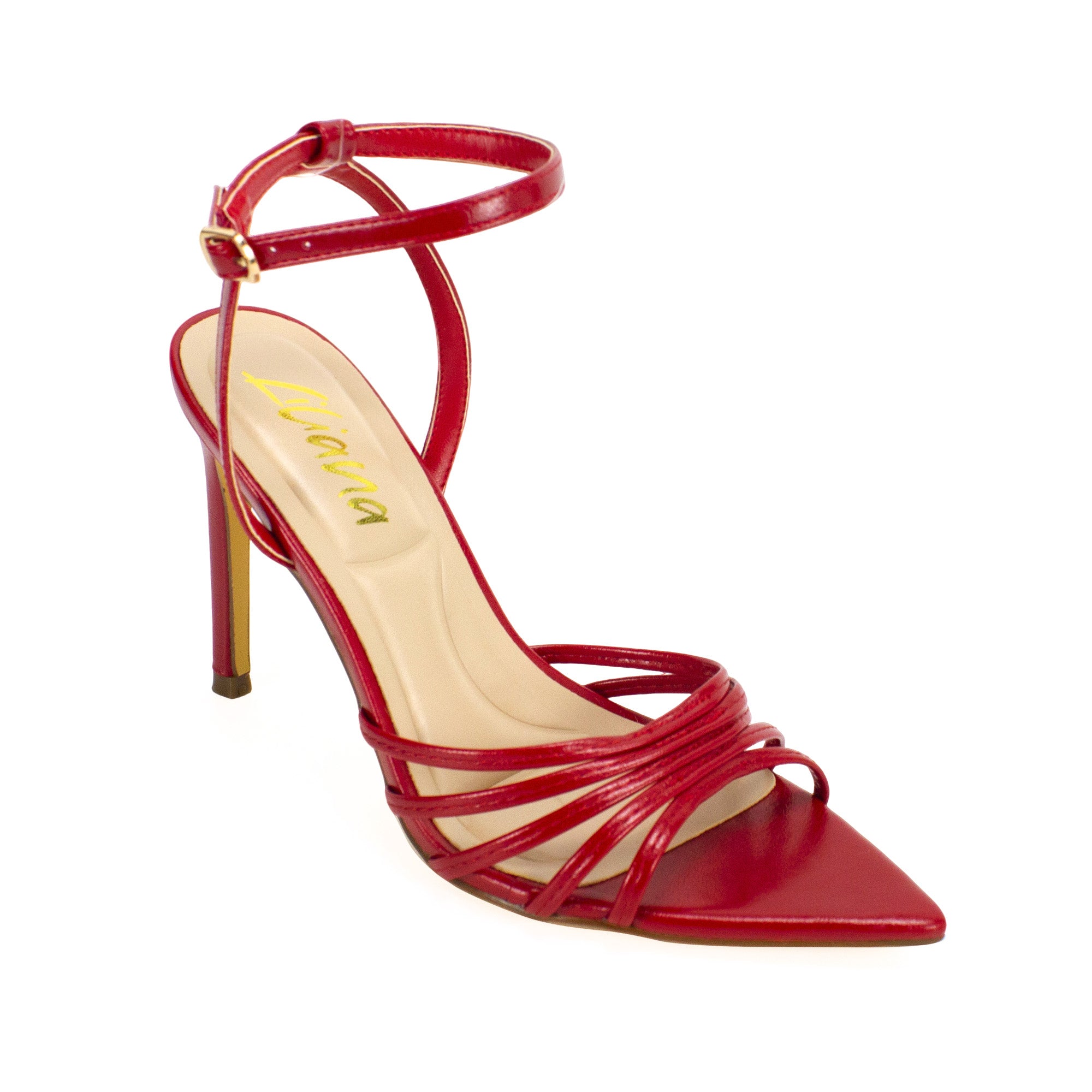 LAUCIA-88 POINTED TOE STRAPPY HEEL  RED