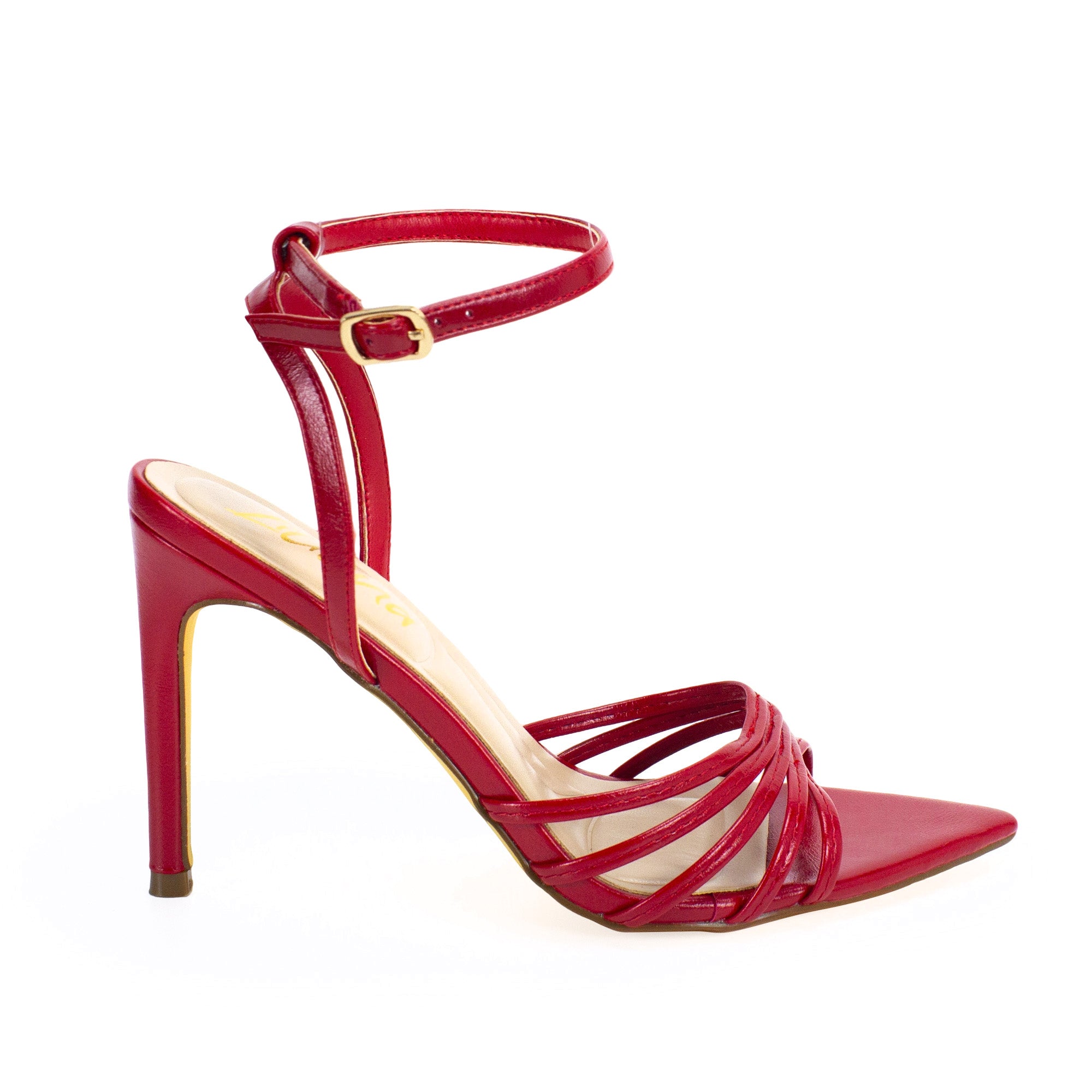 LAUCIA-88 POINTED TOE STRAPPY HEEL  RED