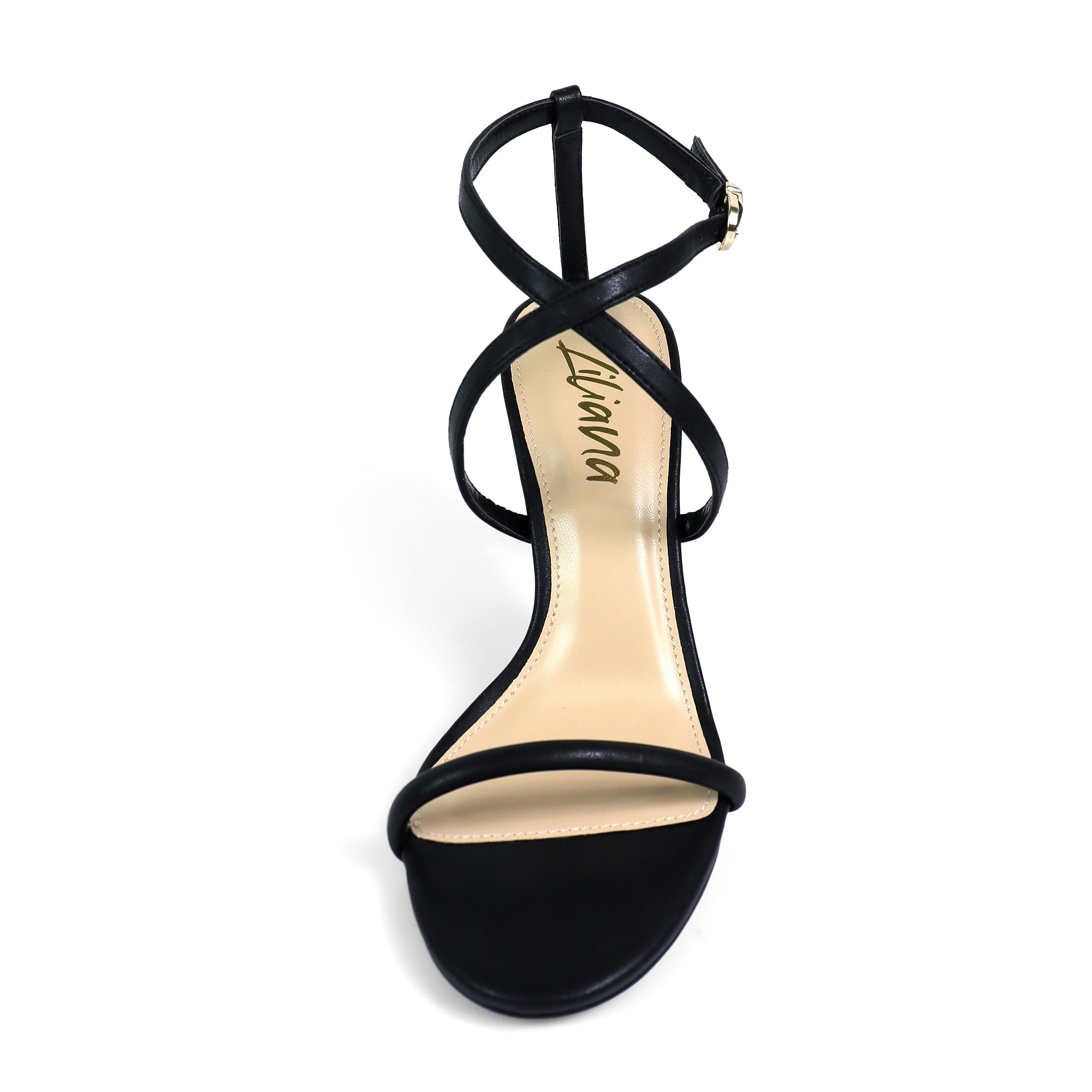 LAURETTA-1 CRISS CROSS STRAP HEEL BLACK