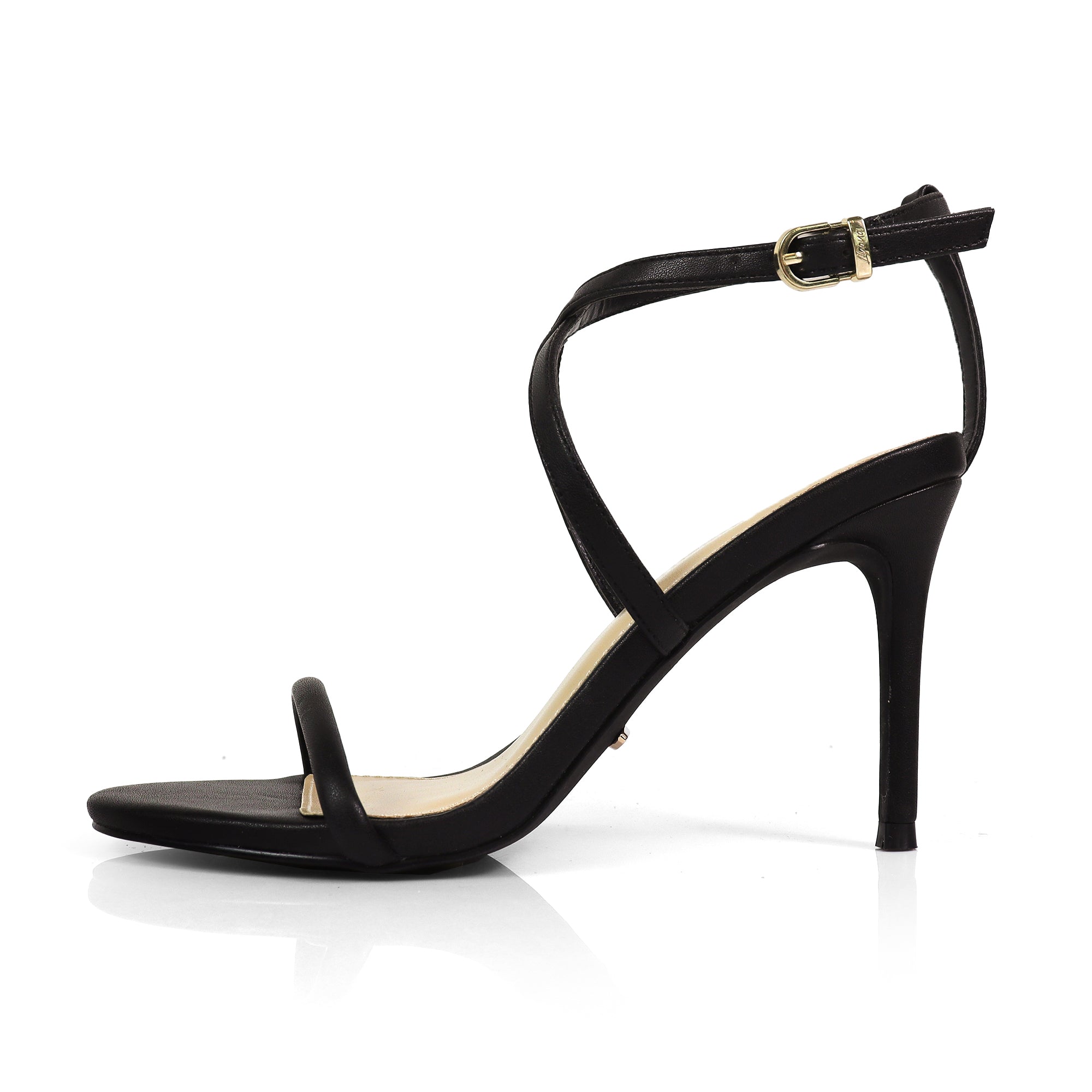 LAURETTA-1 CRISS CROSS STRAP HEEL BLACK